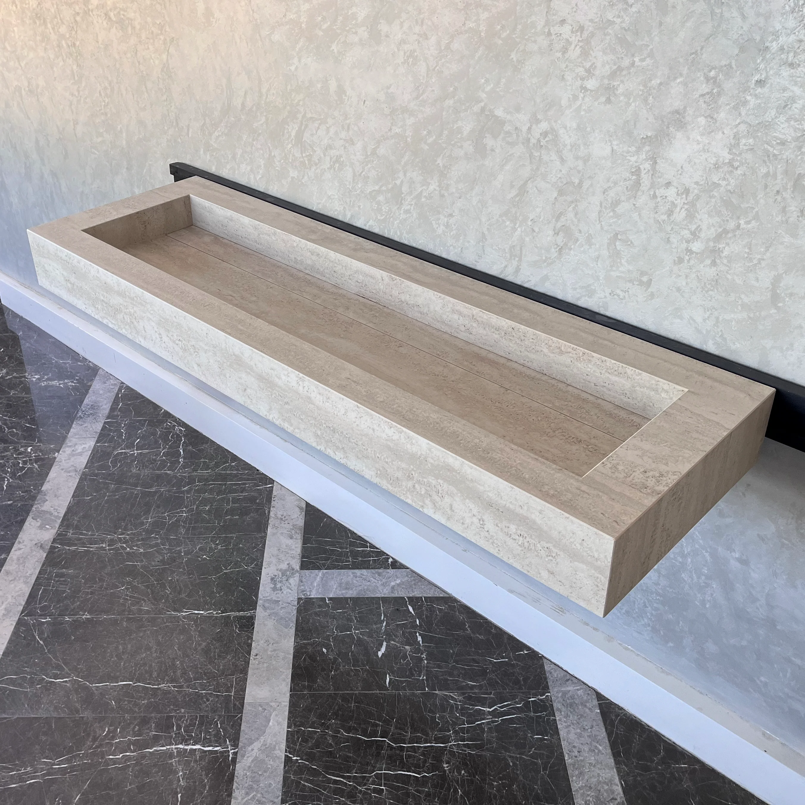 HANDCRAFTED INFINITY TRAVERTINO CHIARO HIGH ENGINEERED PORCELAIN SINK (ES-076) - Image 2