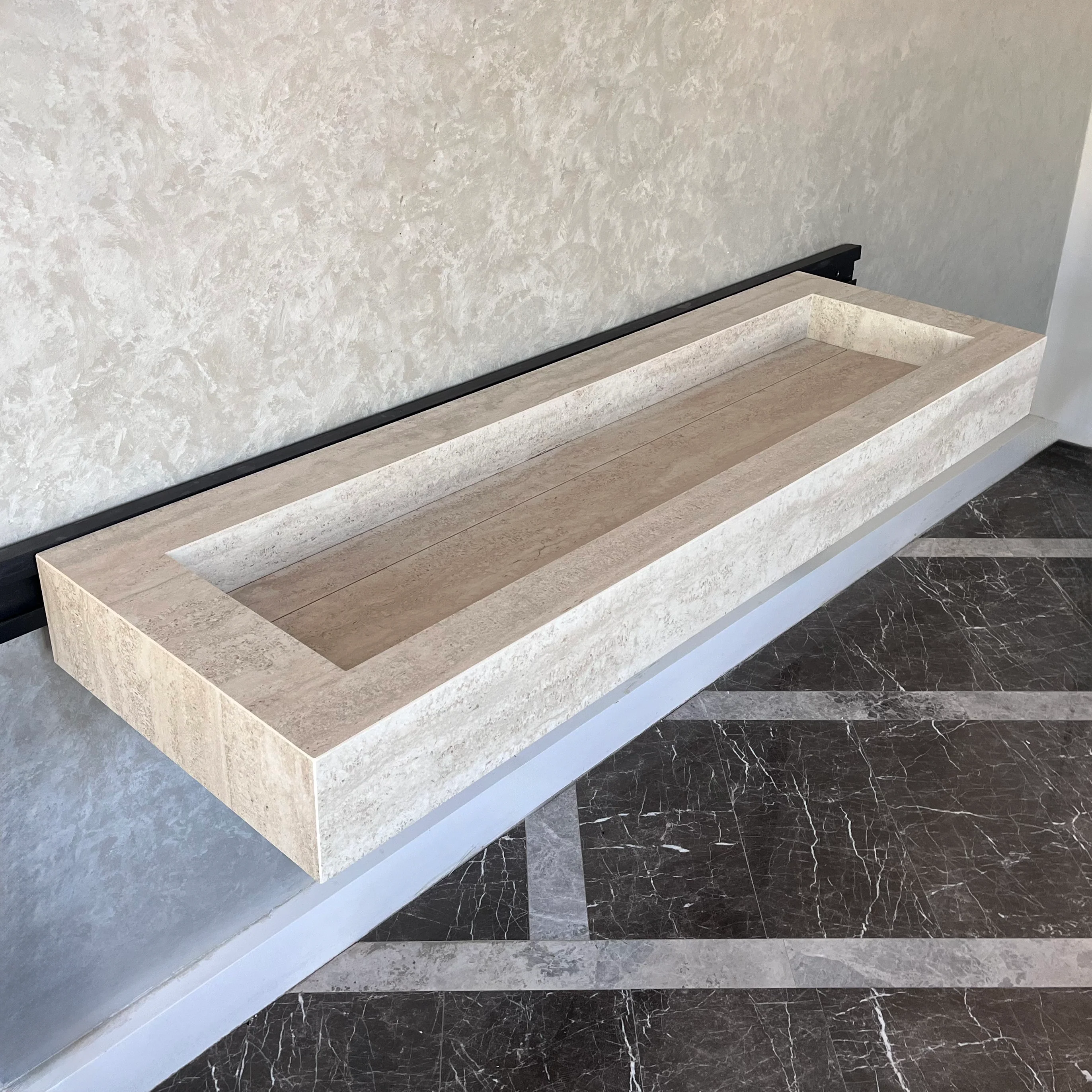 HANDCRAFTED INFINITY TRAVERTINO CHIARO HIGH ENGINEERED PORCELAIN SINK (ES-076) - Image 4