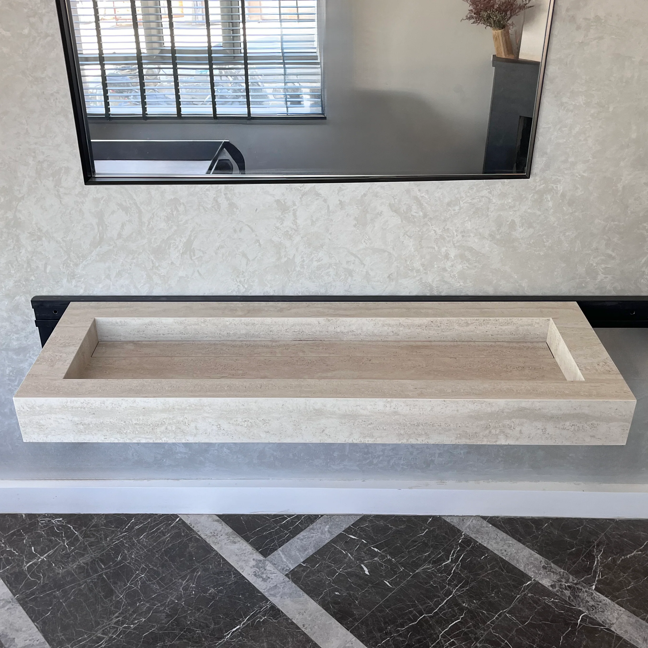 HANDCRAFTED INFINITY TRAVERTINO CHIARO HIGH ENGINEERED PORCELAIN SINK (ES-076) - Image 5