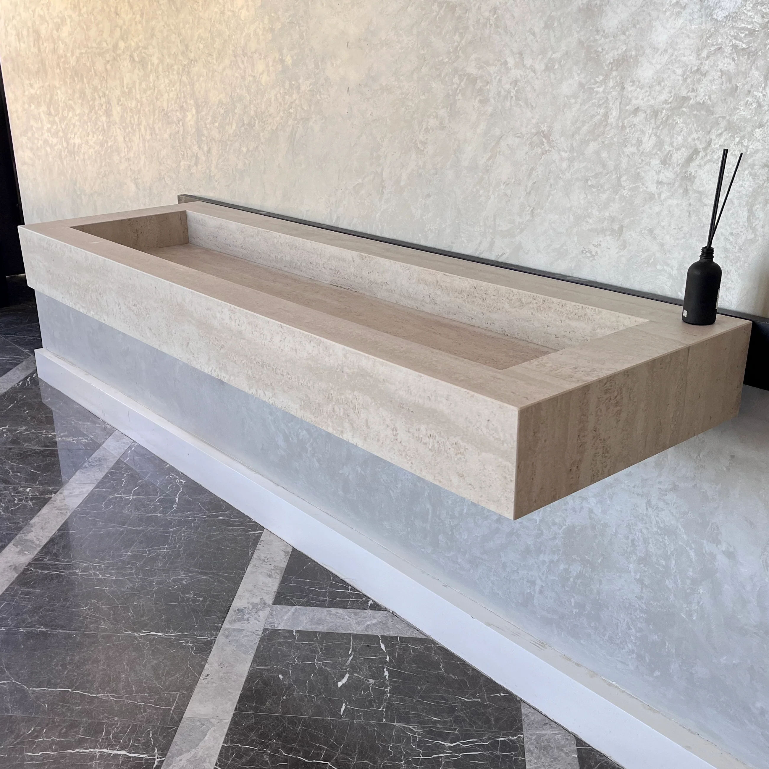 HANDCRAFTED INFINITY TRAVERTINO CHIARO HIGH ENGINEERED PORCELAIN SINK (ES-076) - Image 7
