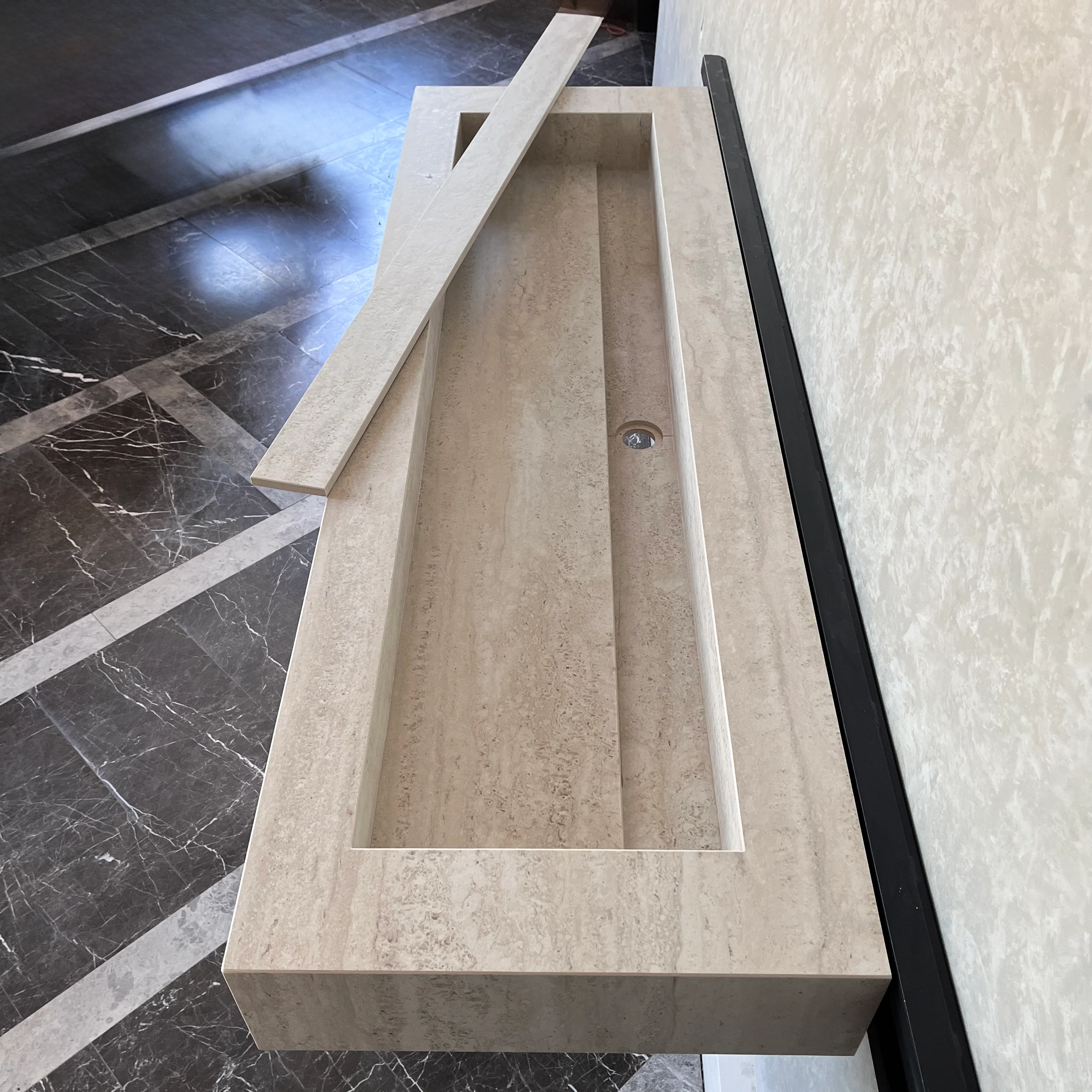 HANDCRAFTED INFINITY TRAVERTINO CHIARO HIGH ENGINEERED PORCELAIN SINK (ES-076) - Image 8