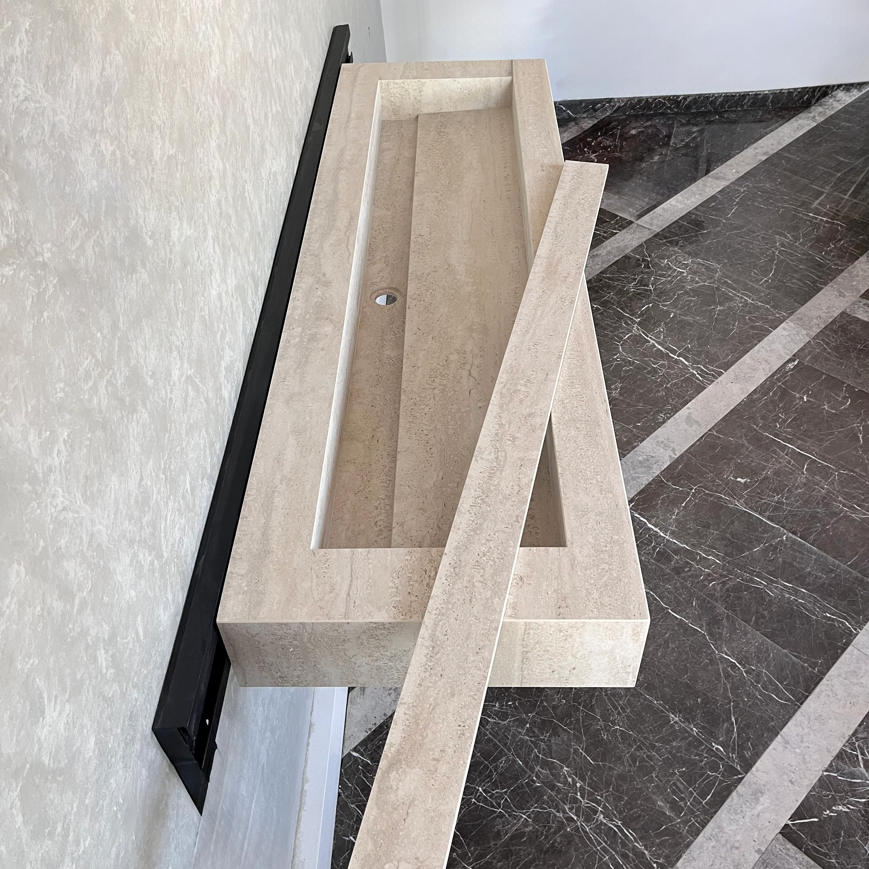 HANDCRAFTED INFINITY TRAVERTINO CHIARO HIGH ENGINEERED PORCELAIN SINK (ES-076) - Image 9