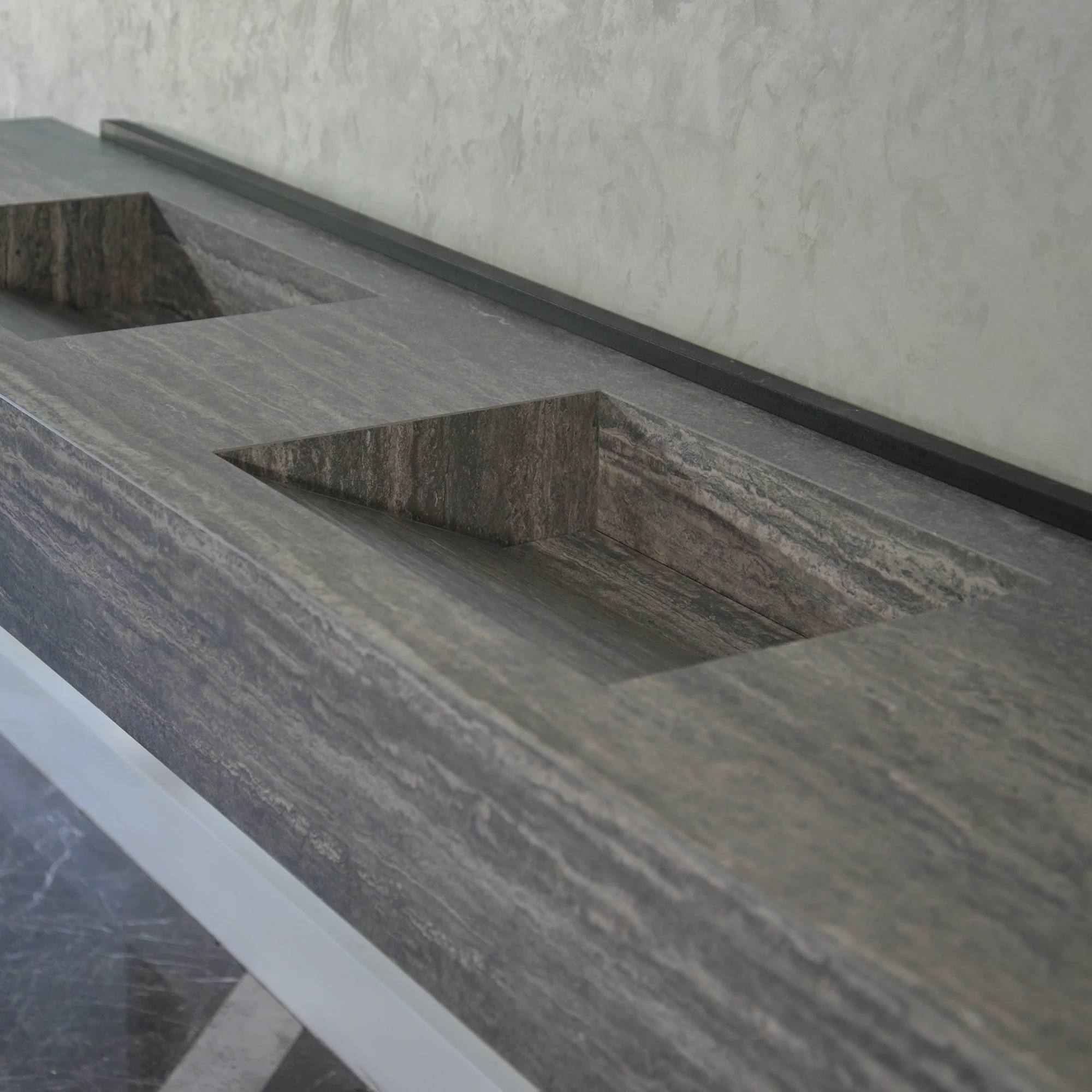 HANDCRAFTED INFINITY TRAVERTINO GREY HIGH ENGINEERED STONE SINK (ES-104) - Image 7