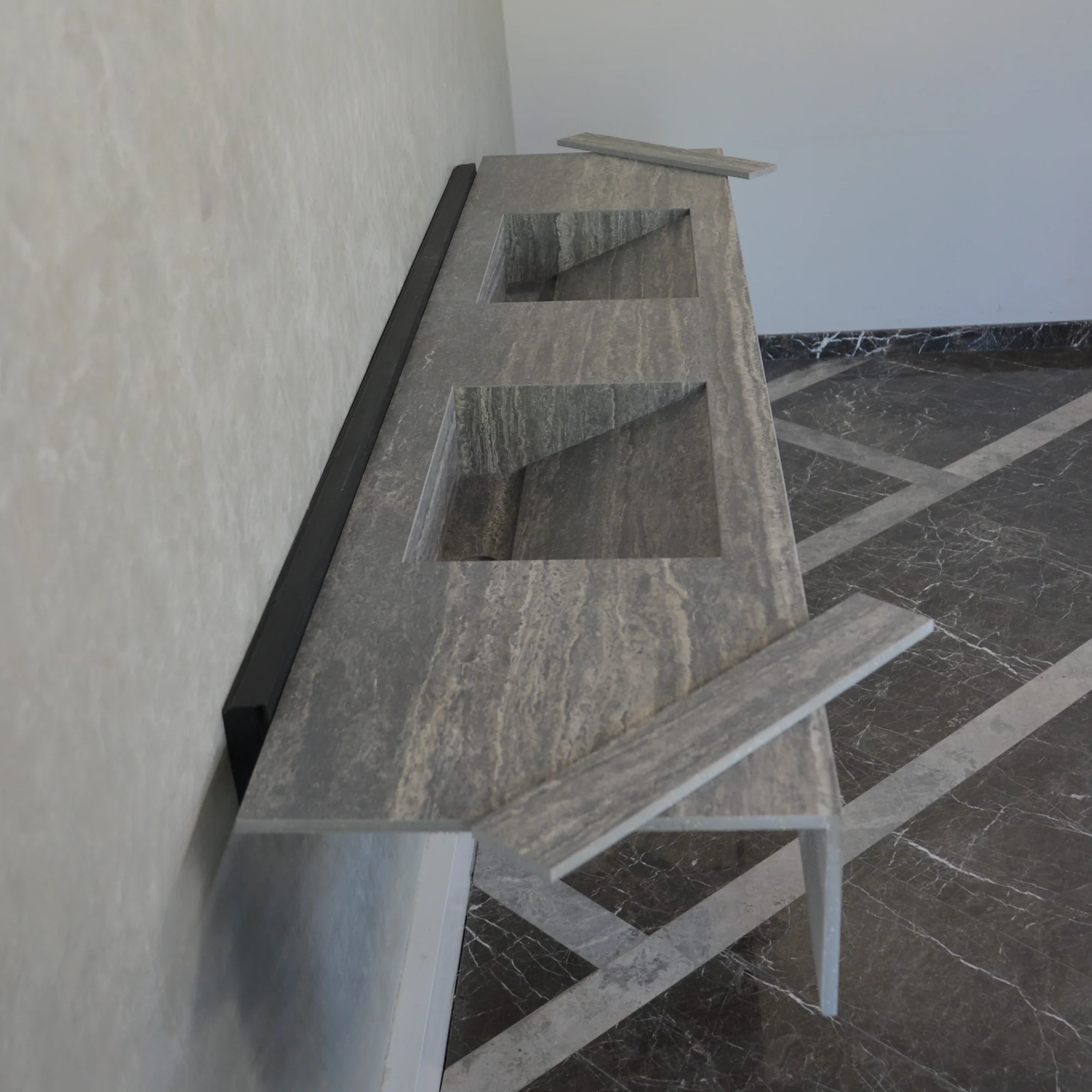 HANDCRAFTED INFINITY TRAVERTINO GREY HIGH ENGINEERED STONE SINK (ES-104) - Image 8