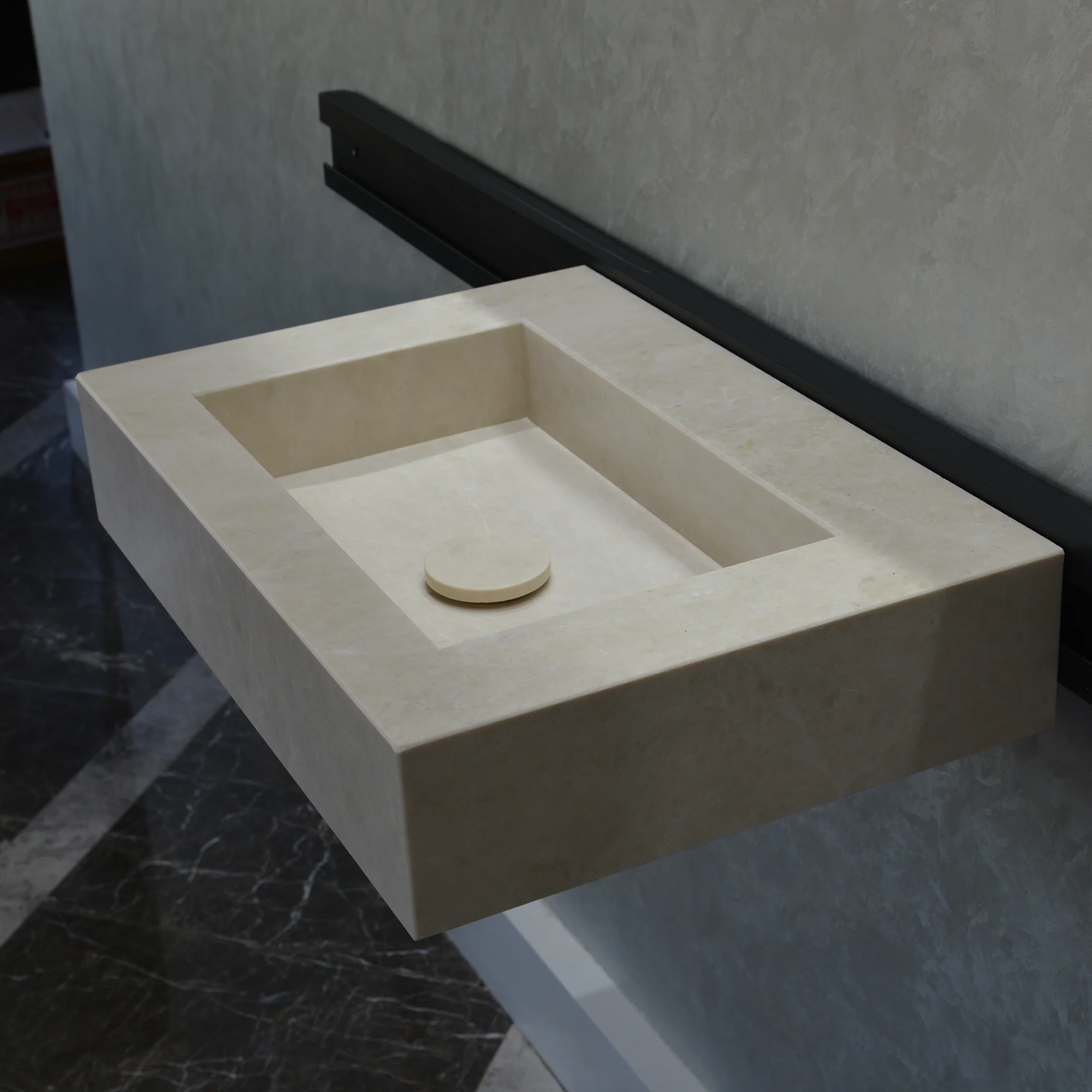HANDCRAFTED LIGHT PEARL CUSTOM MARBLE SINK (NS-036) - Image 7