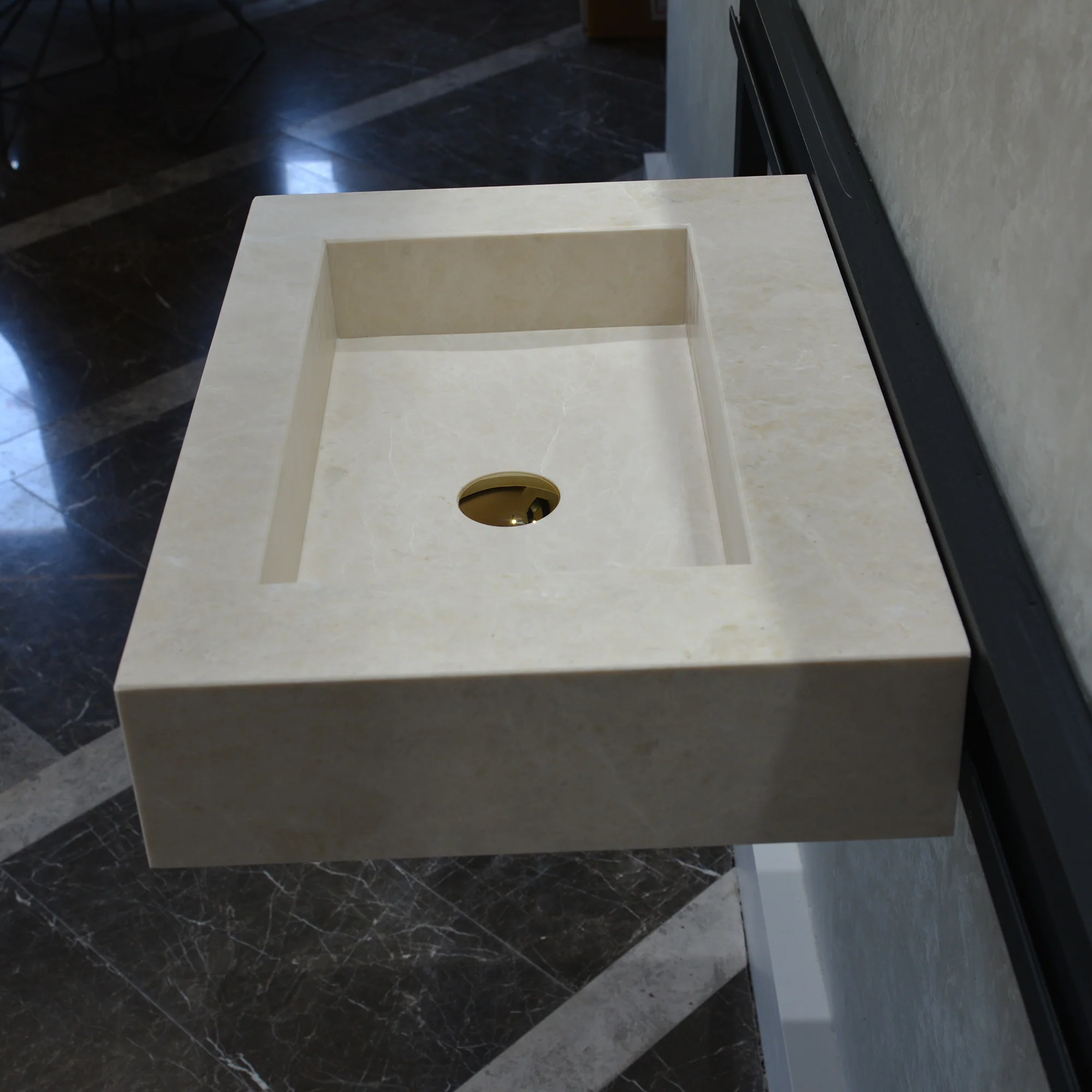 HANDCRAFTED LIGHT PEARL CUSTOM MARBLE SINK (NS-036) - Image 8