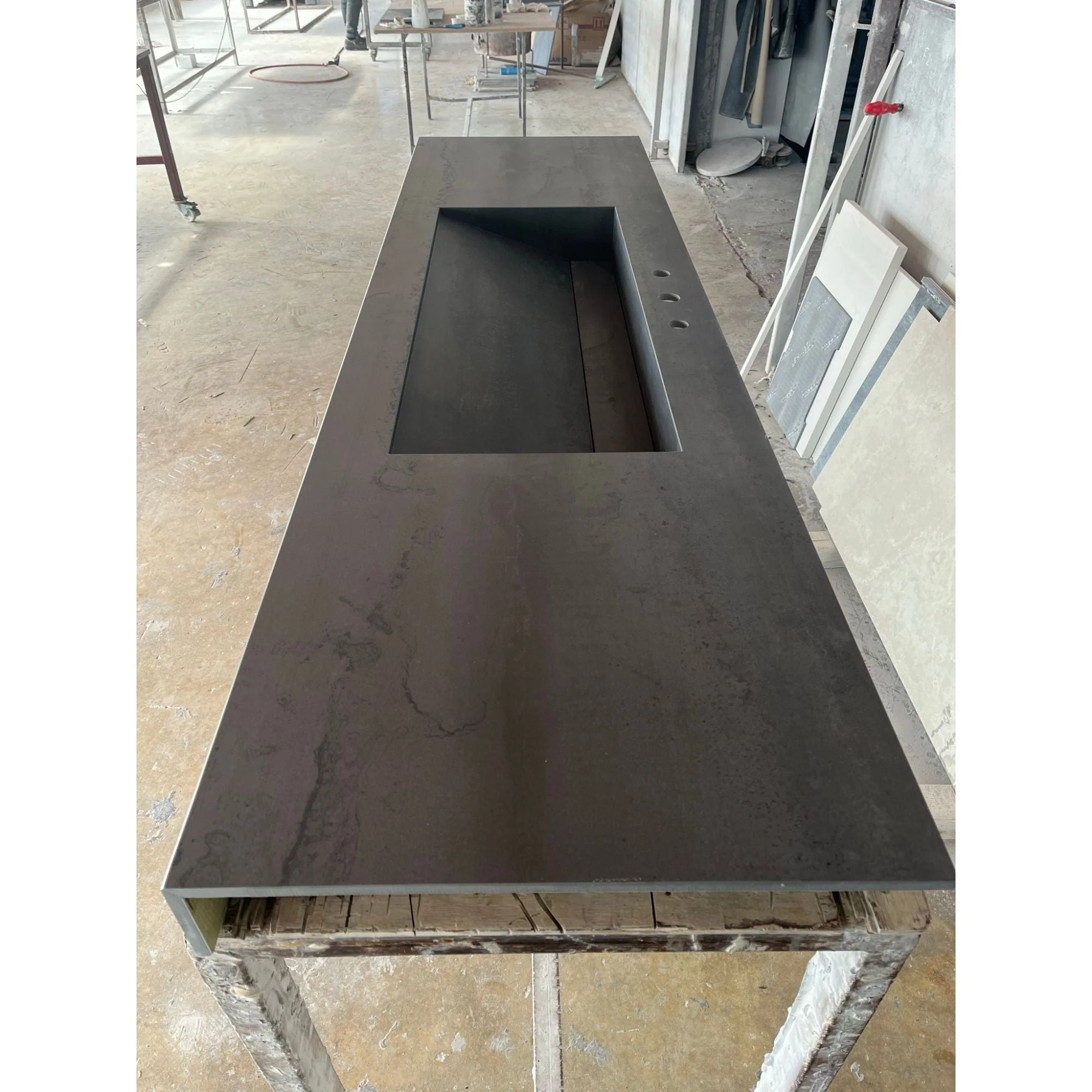 HANDCRAFTED METAL DARK ENGINEERED PORCELAIN SINK (ES-070) - Image 12