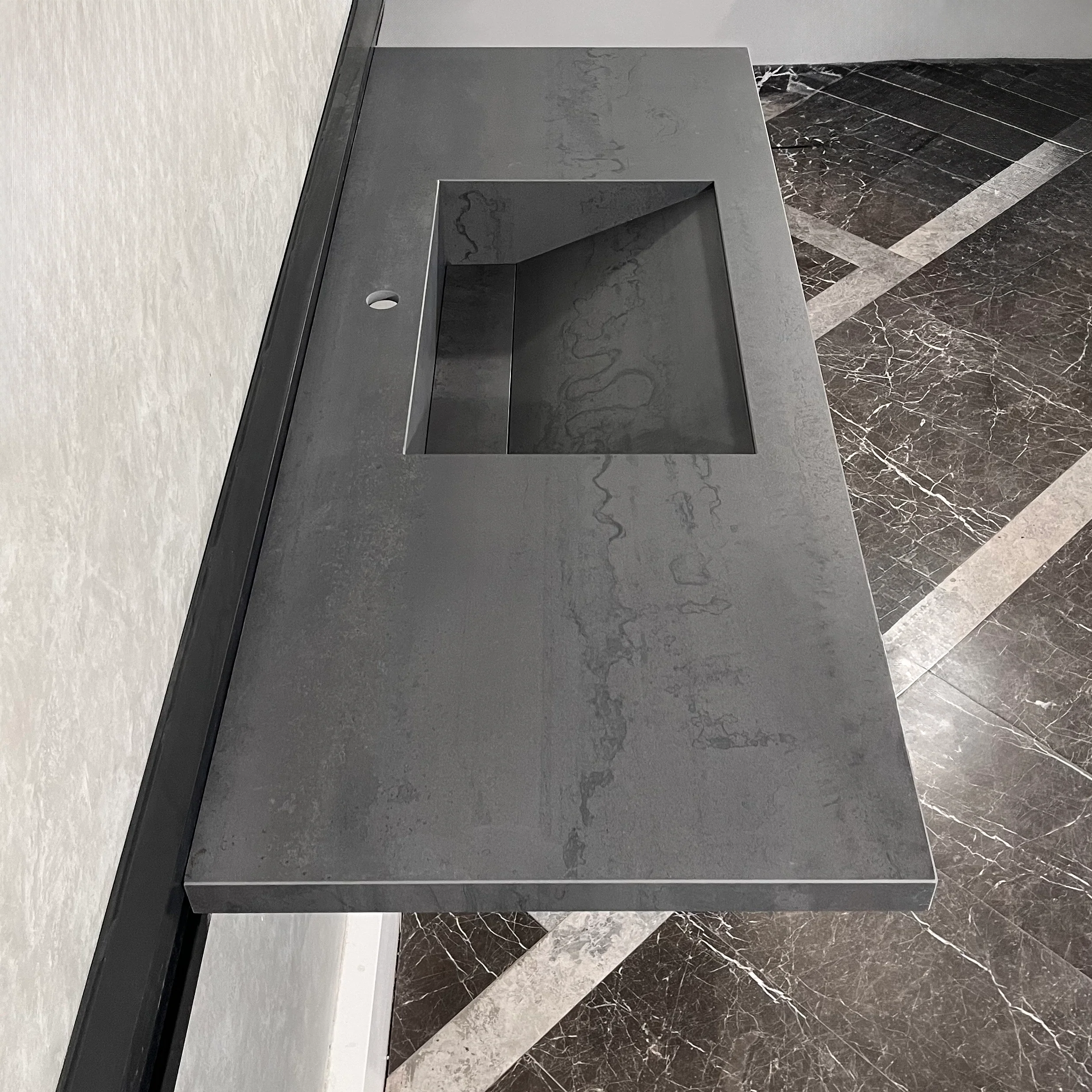 HANDCRAFTED METAL DARK ENGINEERED PORCELAIN SINK (ES-047) - Image 4
