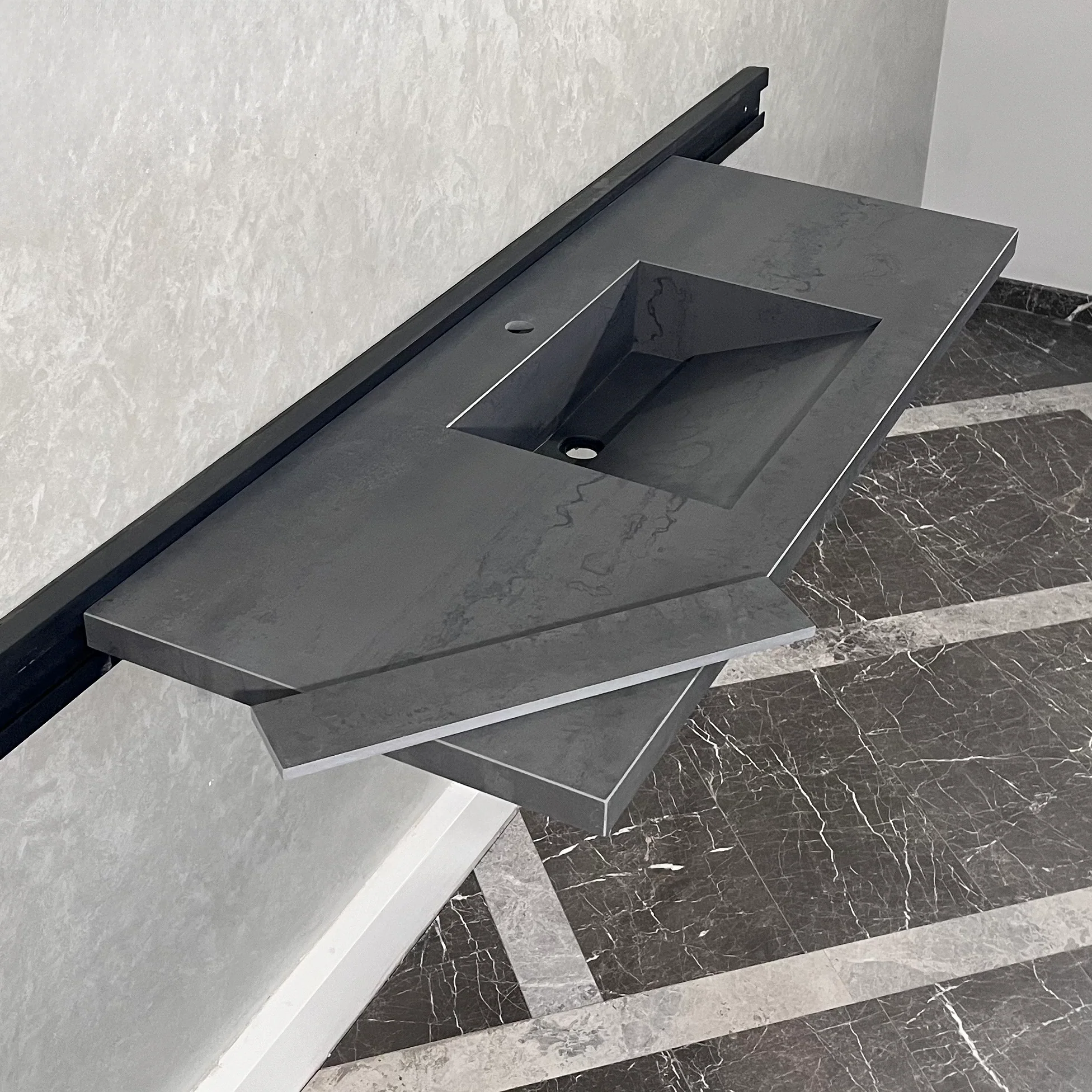 HANDCRAFTED METAL DARK ENGINEERED PORCELAIN SINK (ES-047) - Image 7
