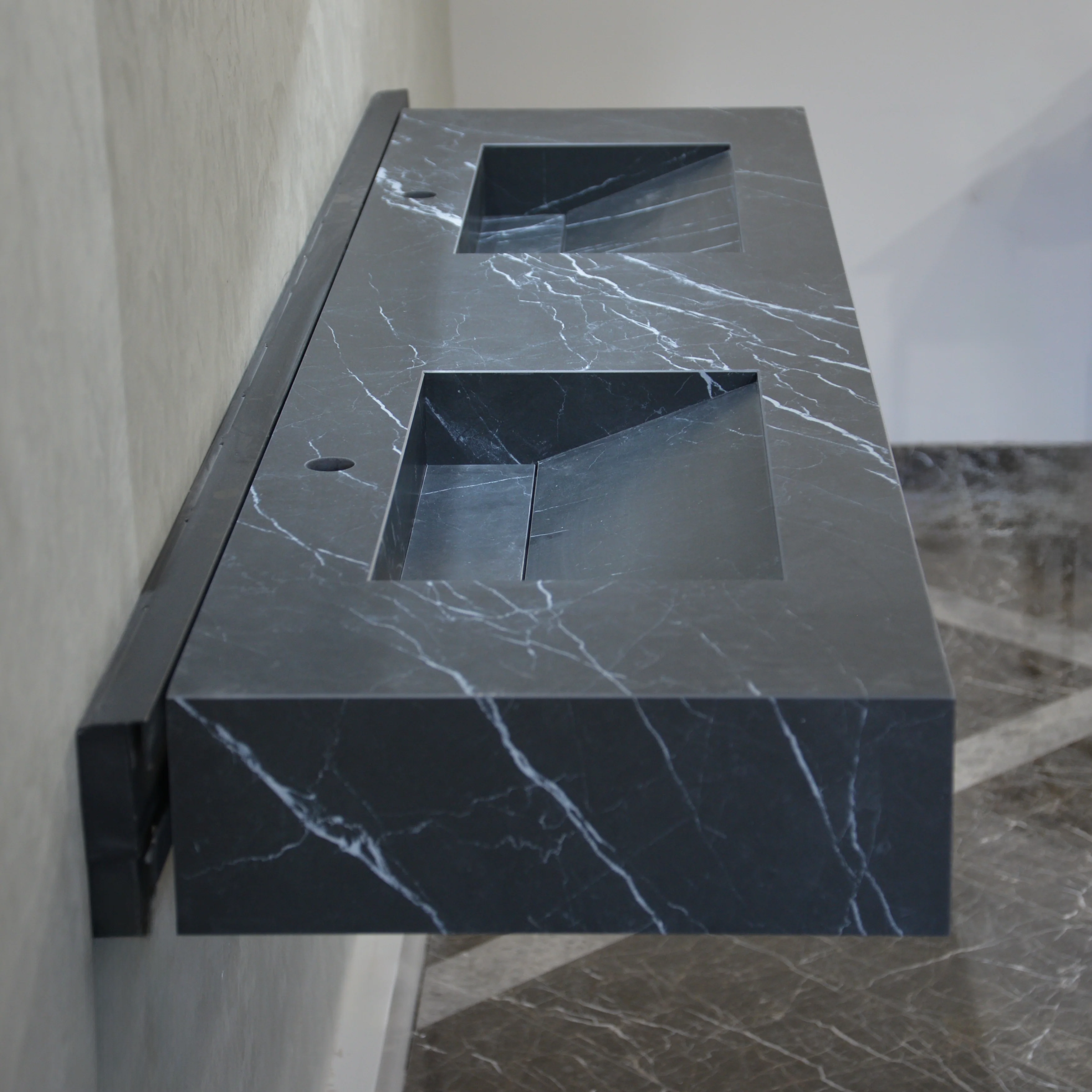 HANDCRAFTED NERO MARQUINIA HIGH ENGINEERED DOUBLE SINK (ES-073) - Image 4