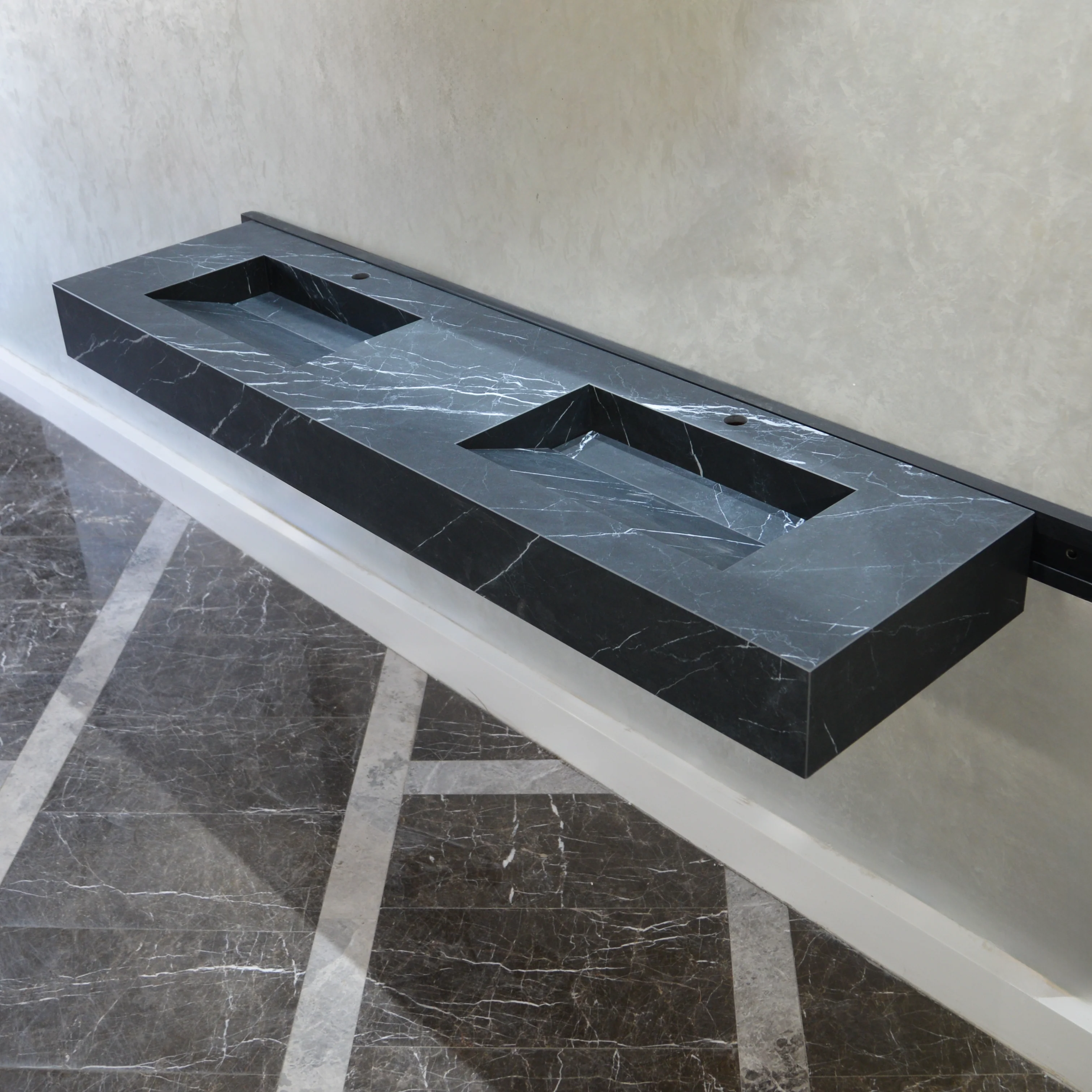 HANDCRAFTED NERO MARQUINIA HIGH ENGINEERED DOUBLE SINK (ES-073) - Image 5