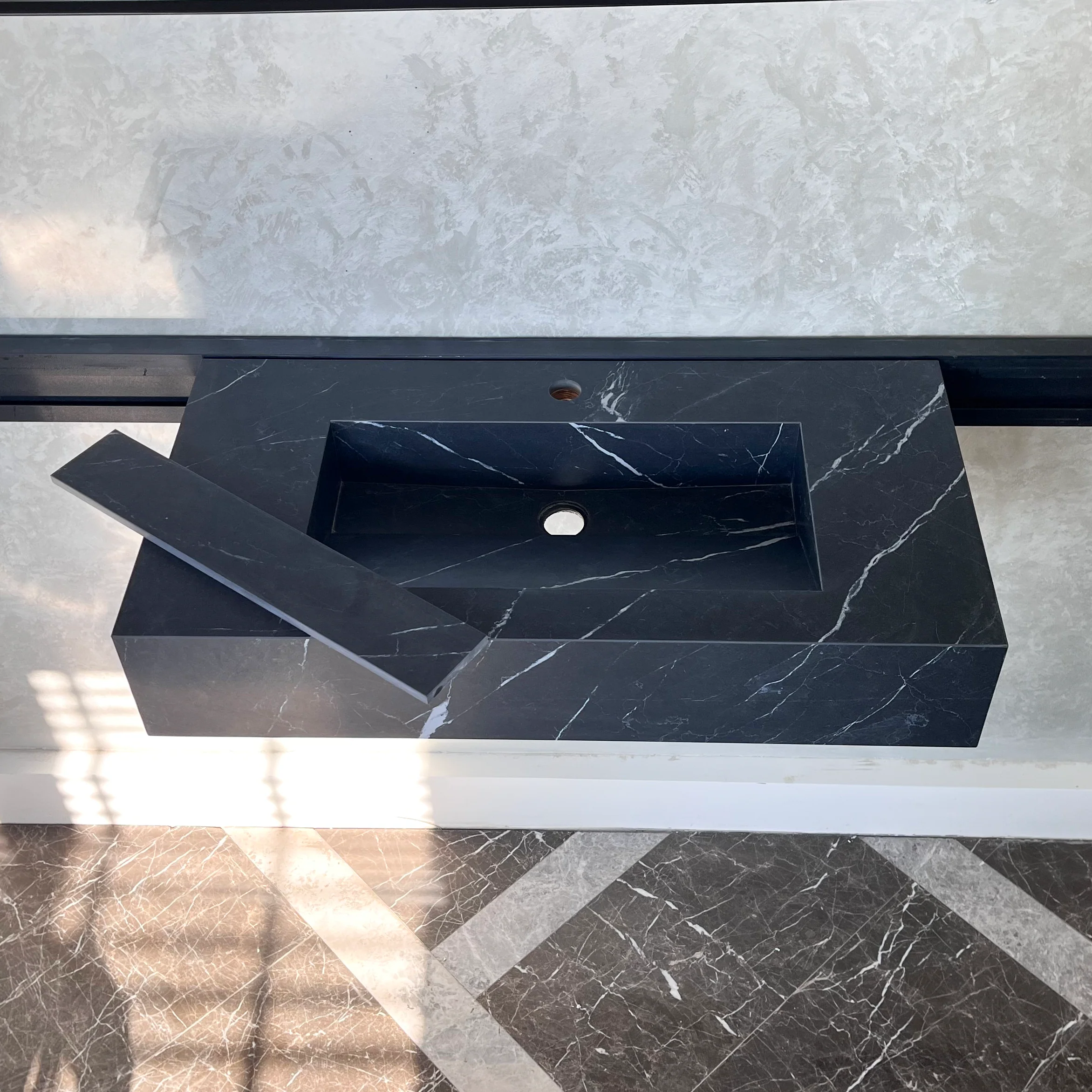 HANDCRAFTED NERO MARQUINIA HIGH ENGINEERED STONE SINK (ES-035) - Image 2
