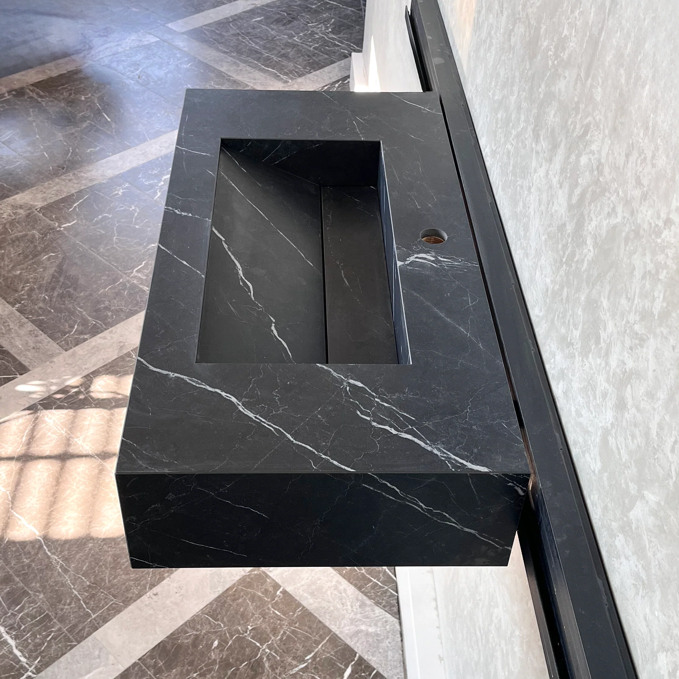 HANDCRAFTED NERO MARQUINIA HIGH ENGINEERED STONE SINK (ES-035) - Image 6