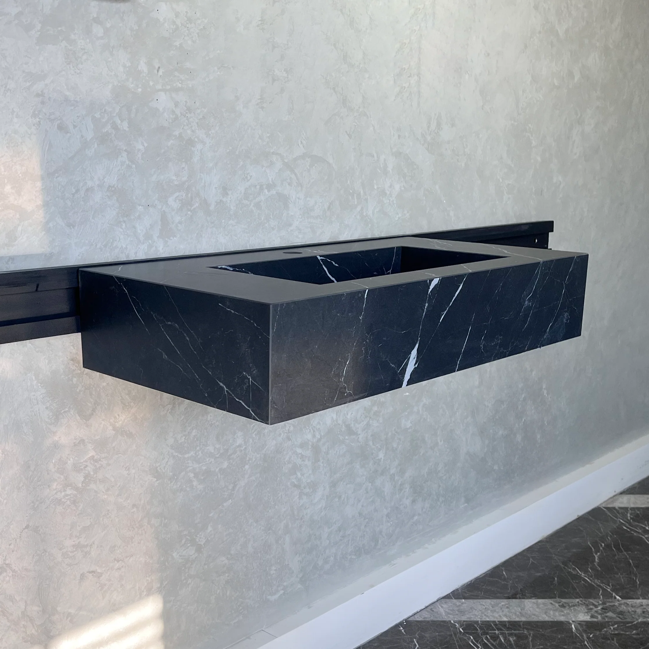 HANDCRAFTED NERO MARQUINIA HIGH ENGINEERED STONE SINK (ES-035) - Image 8