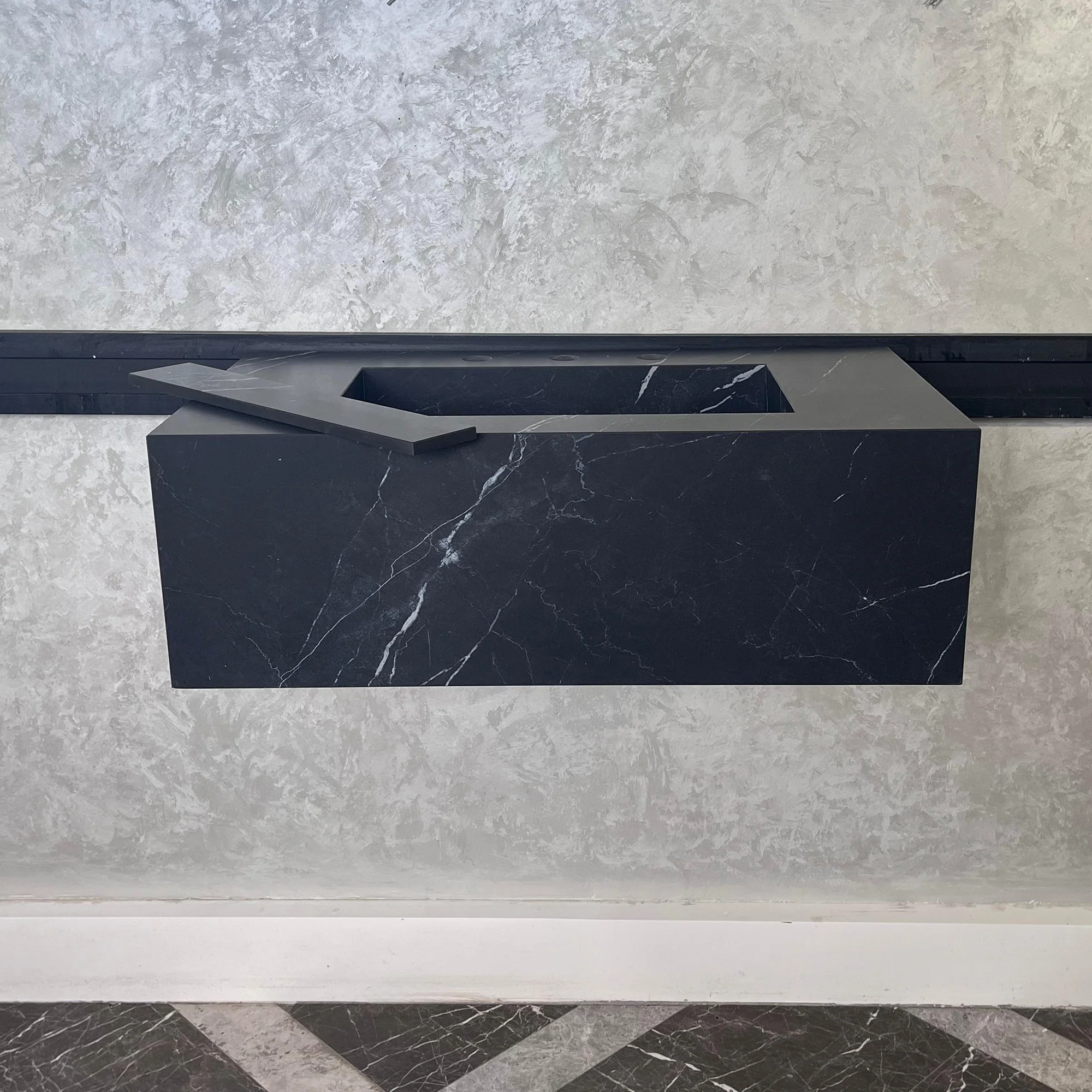 HANDCRAFTED NERO MARQUINIA HIGH ENGINEERED STONE SINK (ES-042) - Image 2