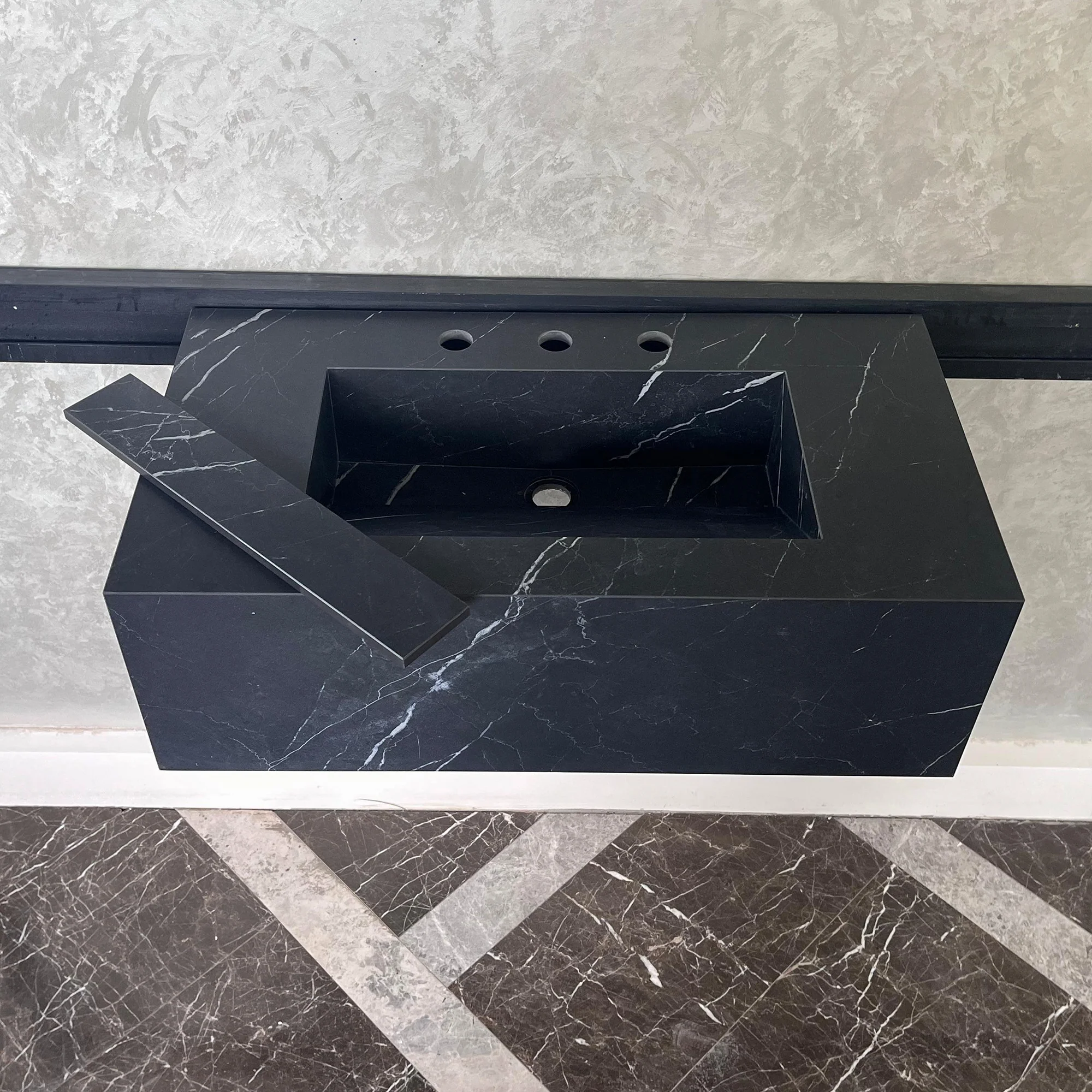 HANDCRAFTED NERO MARQUINIA HIGH ENGINEERED STONE SINK (ES-042) - Image 3