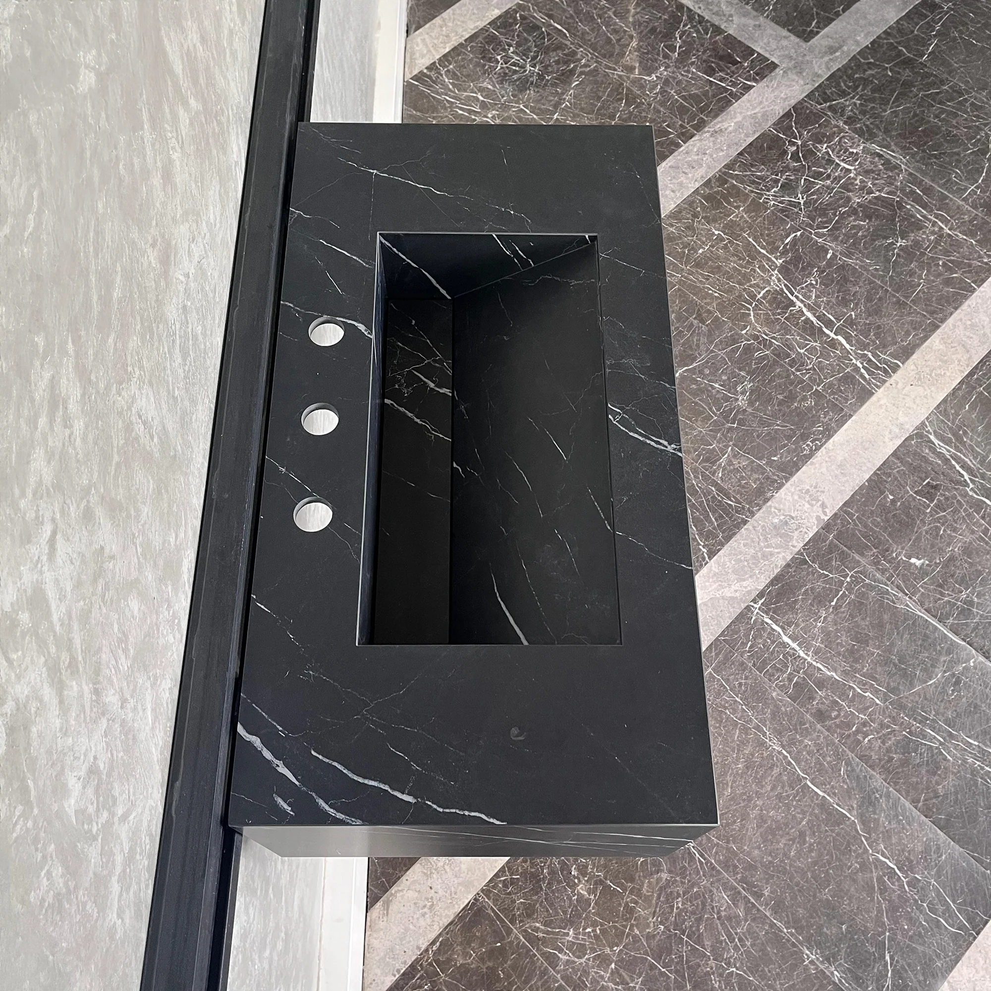HANDCRAFTED NERO MARQUINIA HIGH ENGINEERED STONE SINK (ES-042) - Image 4
