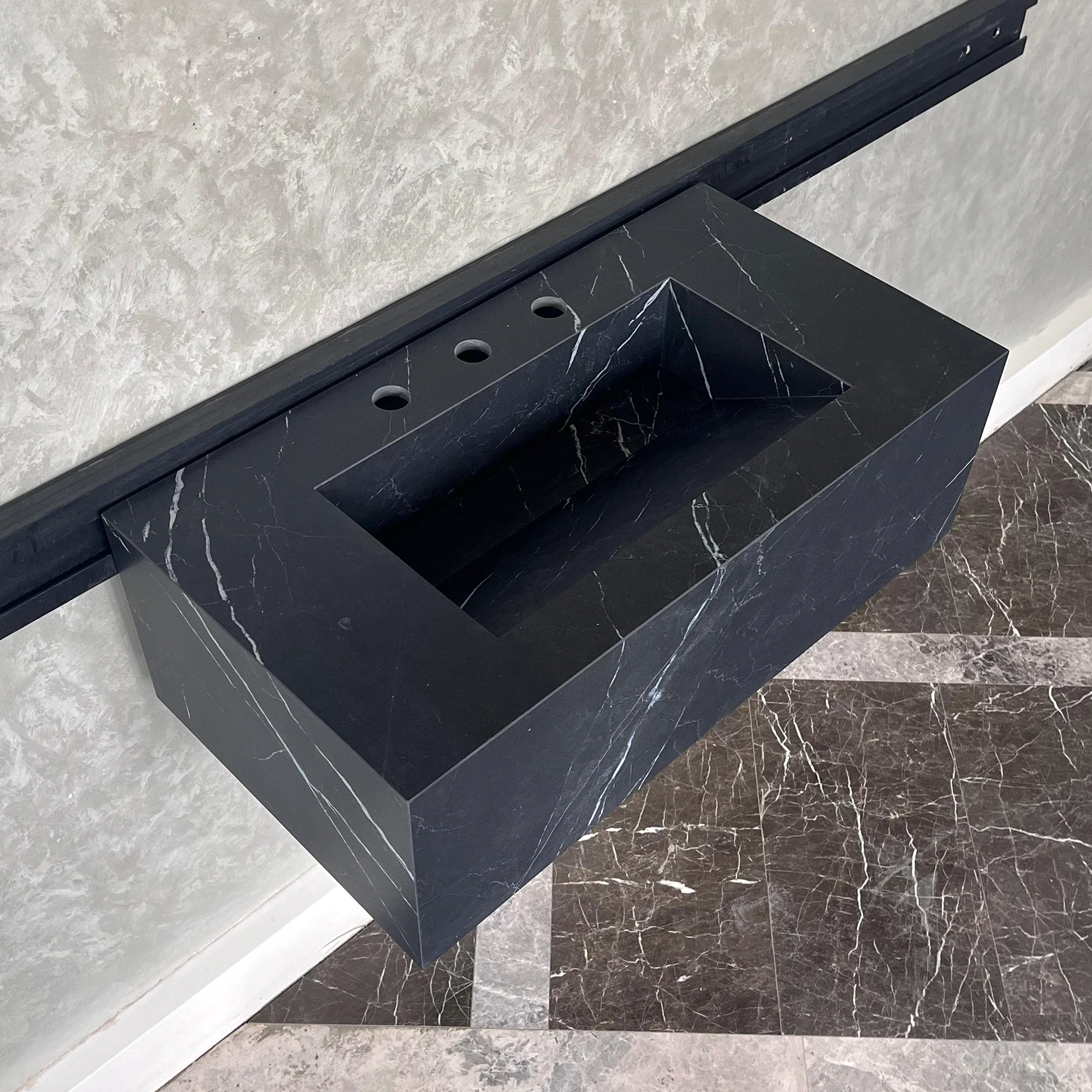 HANDCRAFTED NERO MARQUINIA HIGH ENGINEERED STONE SINK (ES-042) - Image 5