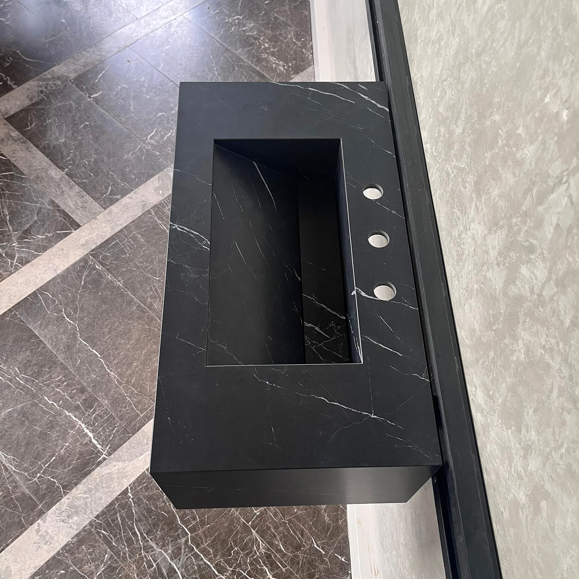 HANDCRAFTED NERO MARQUINIA HIGH ENGINEERED STONE SINK (ES-042) - Image 7