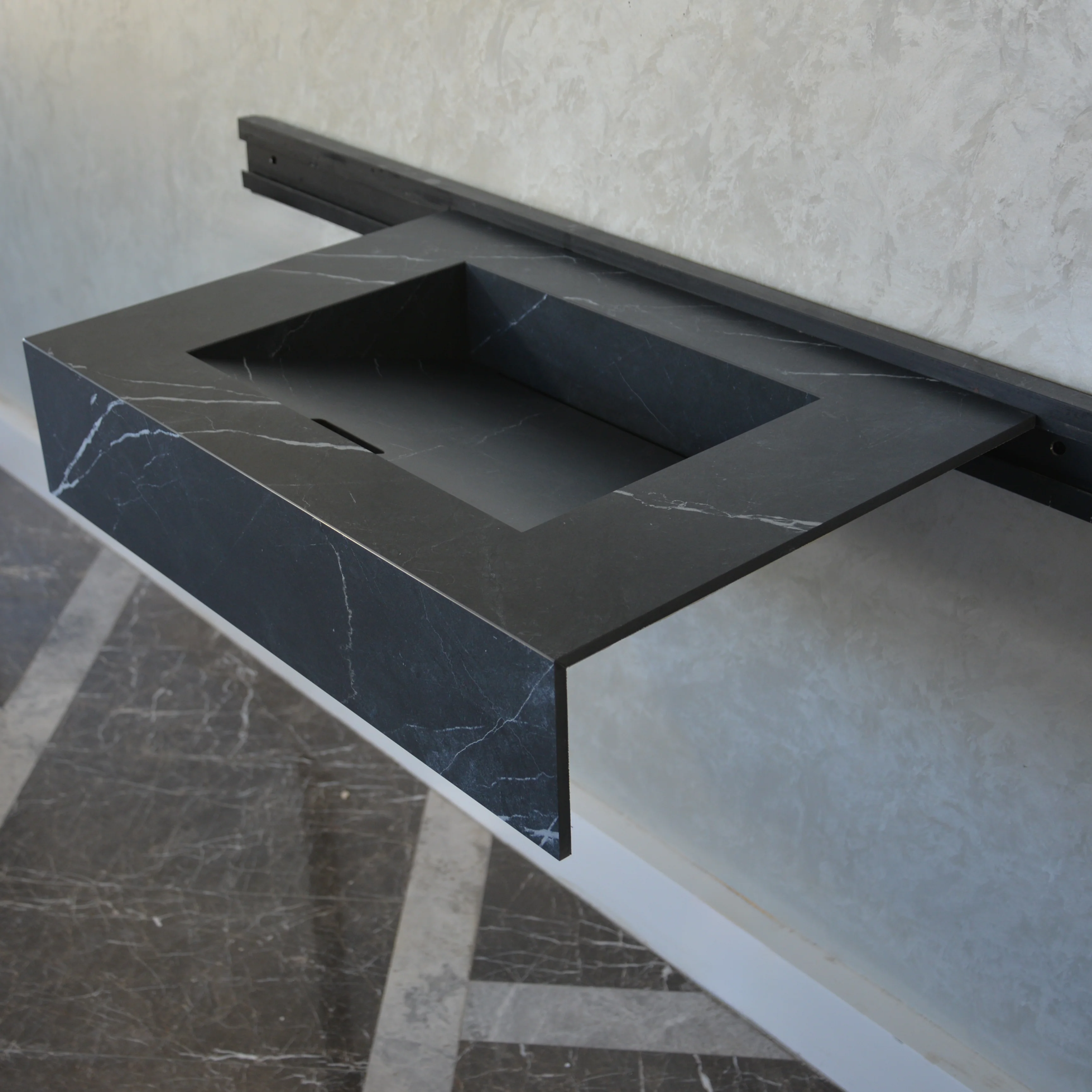 HANDCRAFTED NERO MARQUINIA HIGH ENGINEERED STONE SINK (ES-045) - Image 2