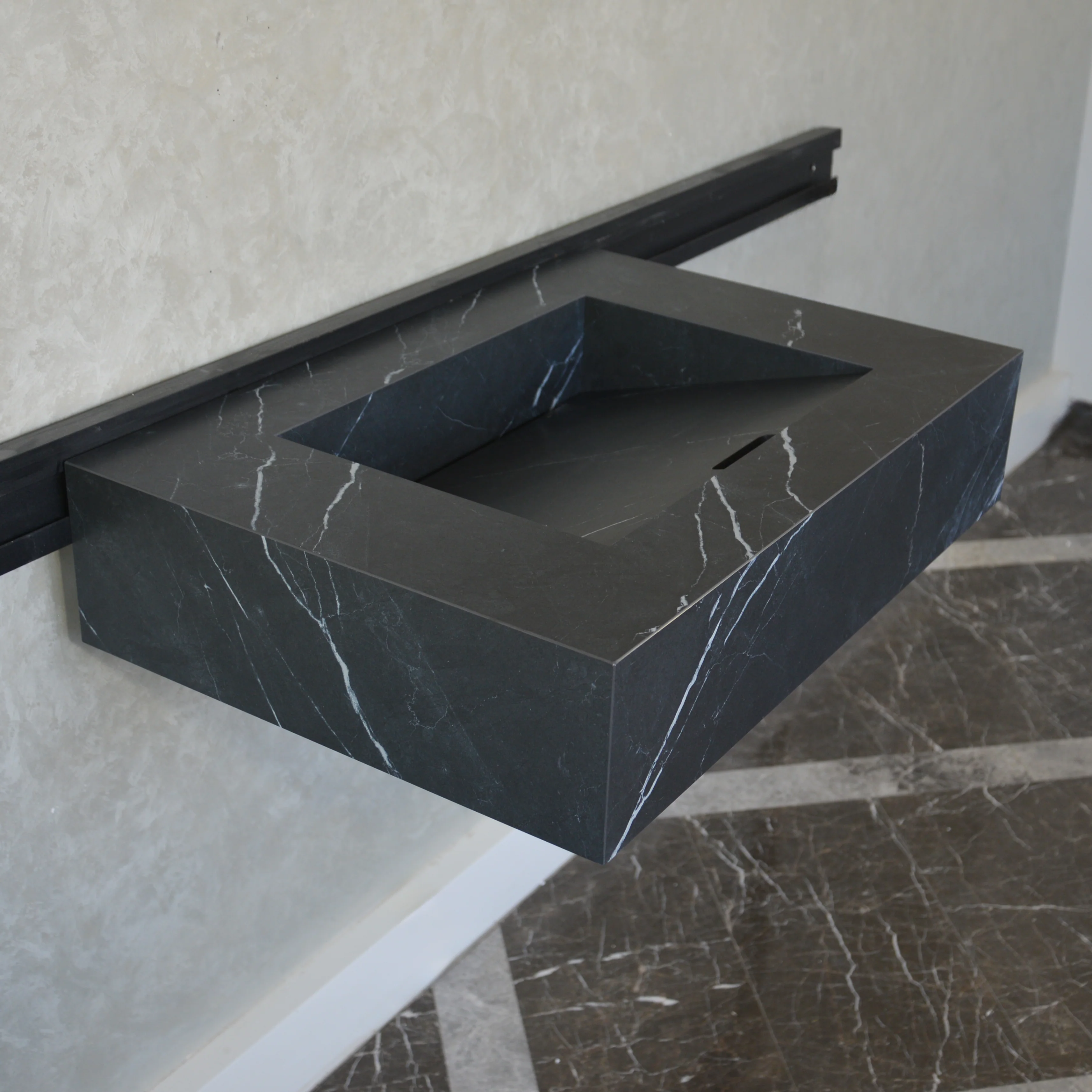 HANDCRAFTED NERO MARQUINIA HIGH ENGINEERED STONE SINK (ES-045) - Image 3