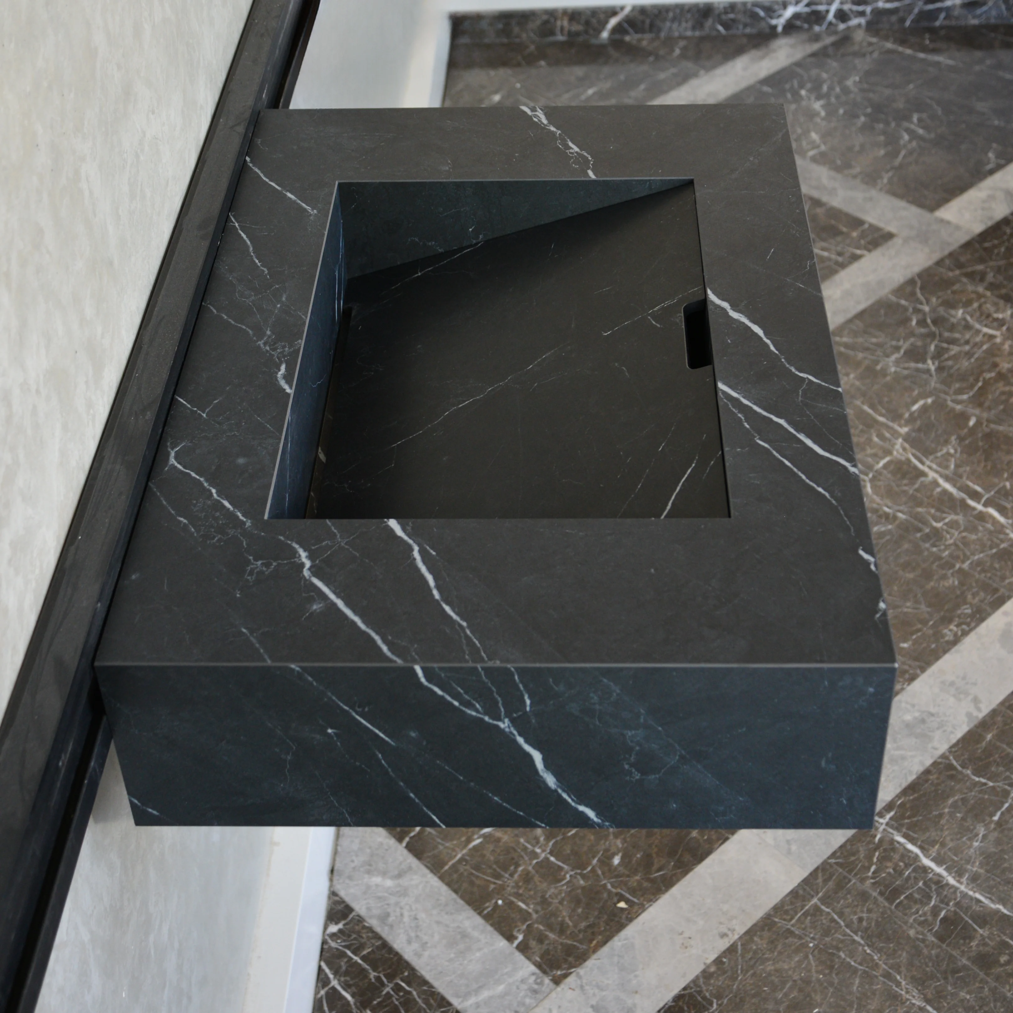 HANDCRAFTED NERO MARQUINIA HIGH ENGINEERED STONE SINK (ES-045) - Image 4