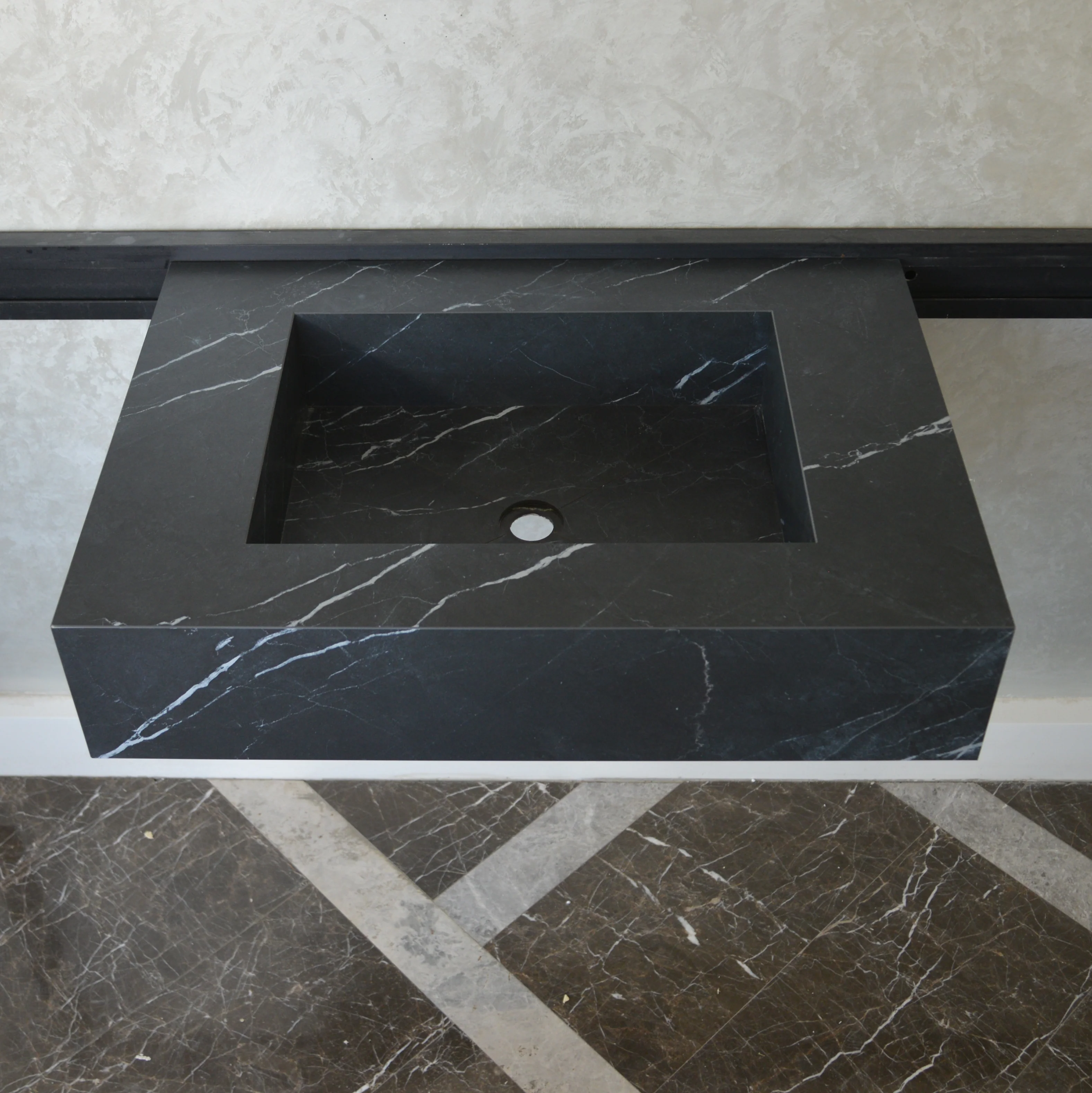 HANDCRAFTED NERO MARQUINIA HIGH ENGINEERED STONE SINK (ES-045) - Image 8