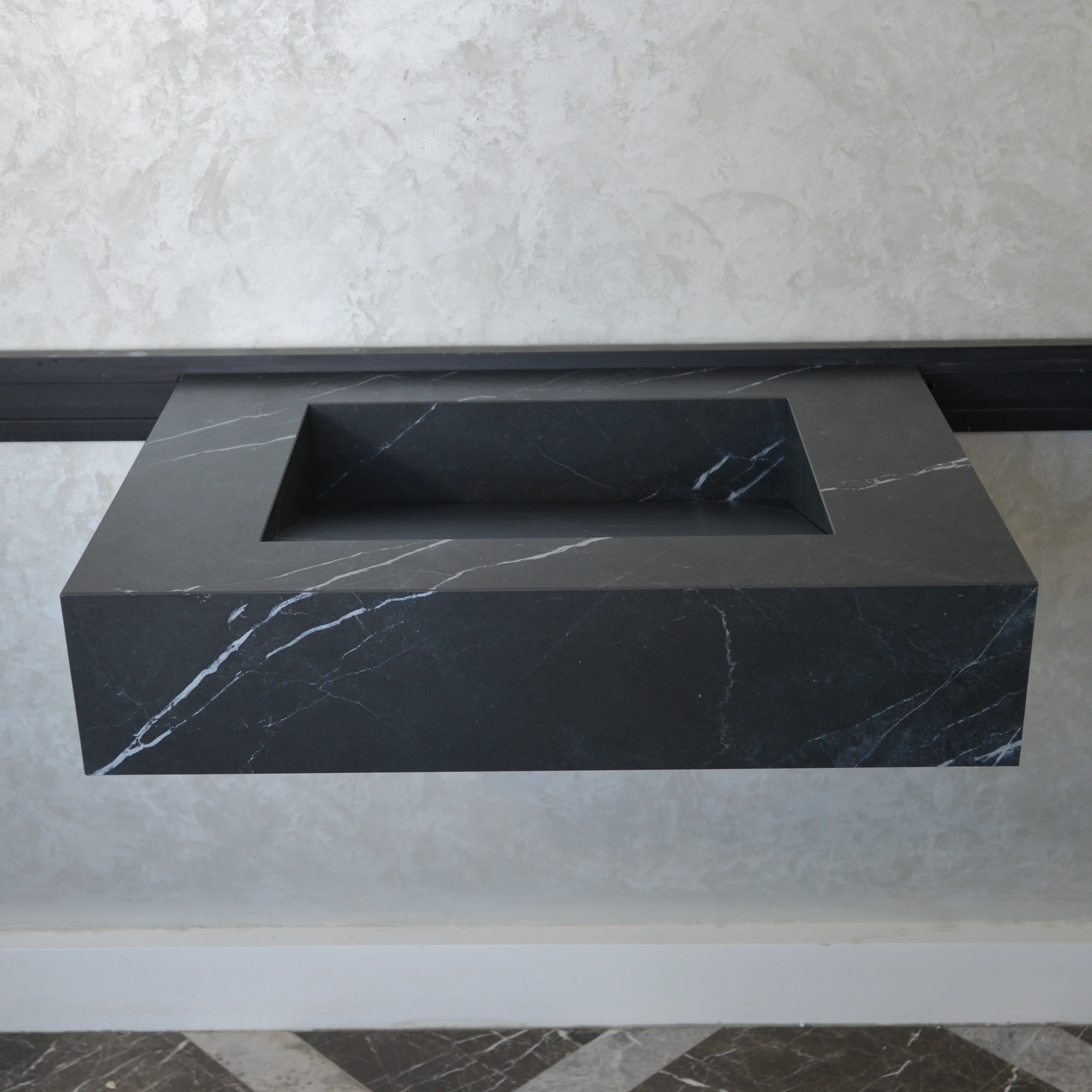 HANDCRAFTED NERO MARQUINIA HIGH ENGINEERED STONE SINK (ES-046) - Image 2