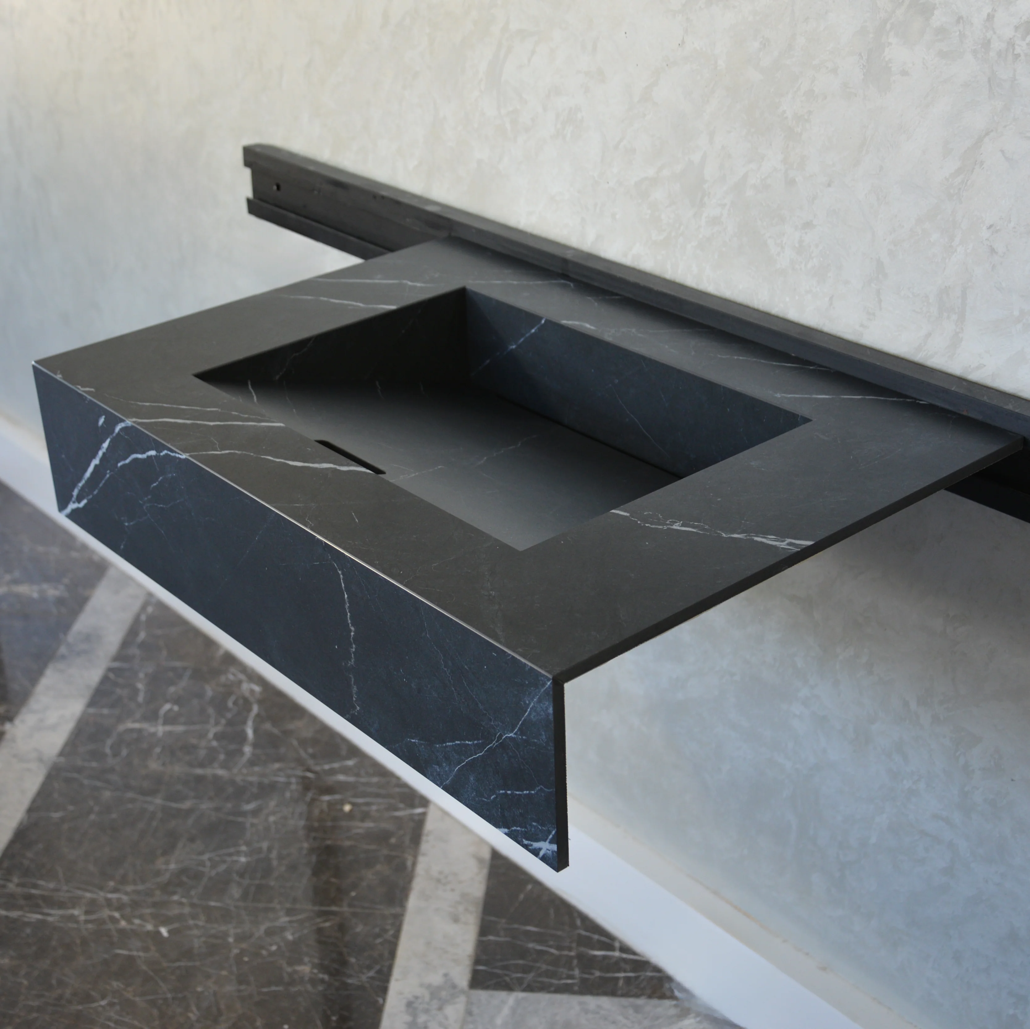 HANDCRAFTED NERO MARQUINIA HIGH ENGINEERED STONE SINK (ES-046) - Image 3