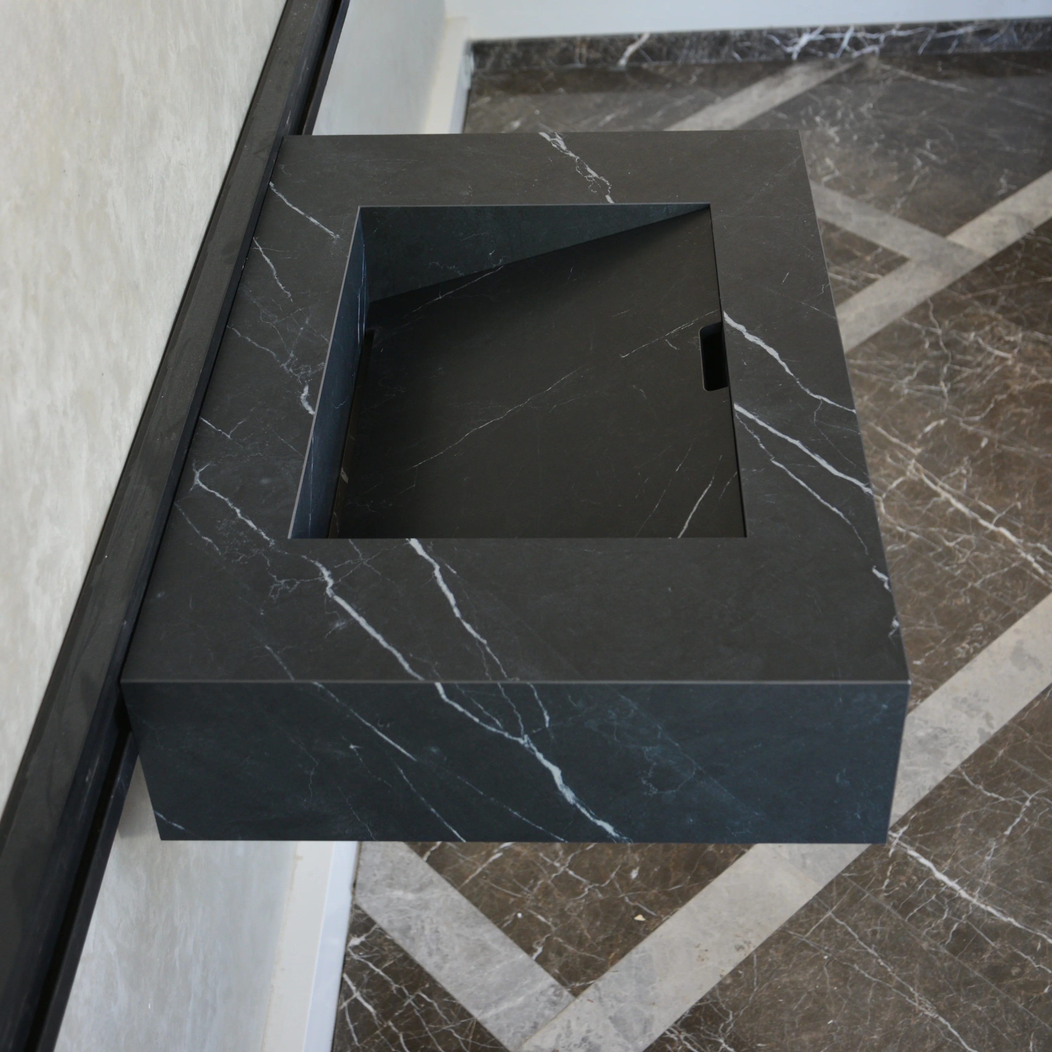 HANDCRAFTED NERO MARQUINIA HIGH ENGINEERED STONE SINK (ES-046) - Image 4