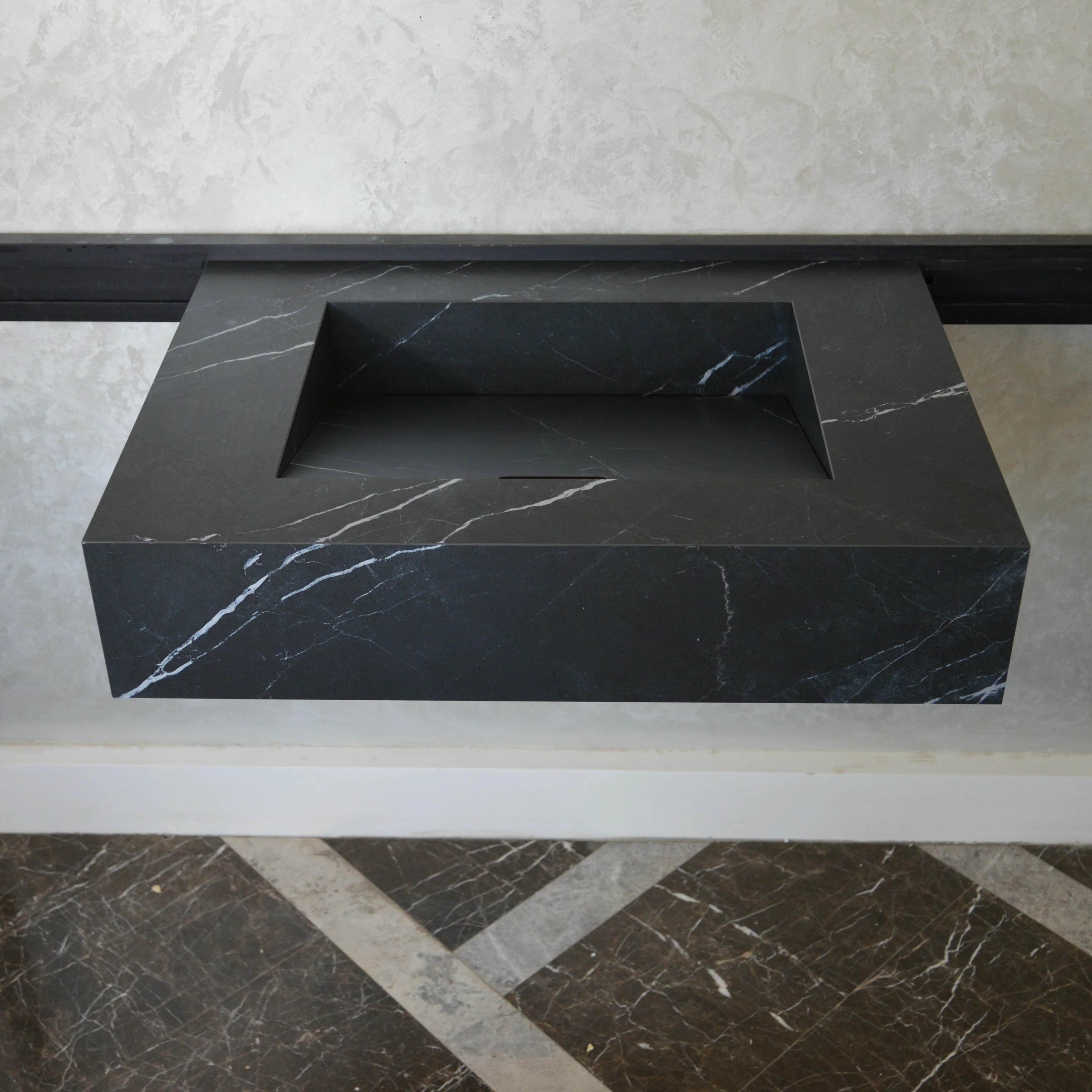 HANDCRAFTED NERO MARQUINIA HIGH ENGINEERED STONE SINK (ES-046) - Image 7