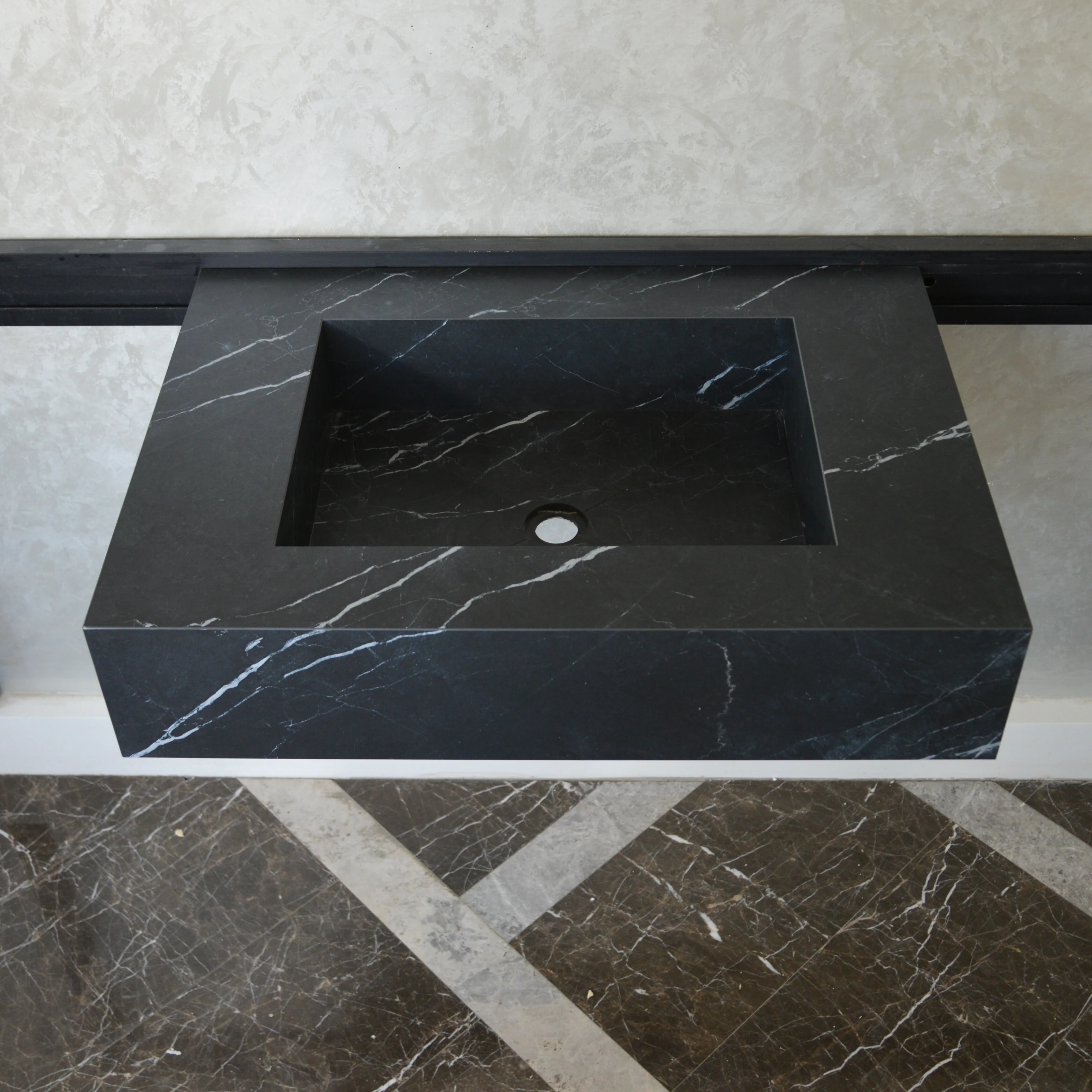 HANDCRAFTED NERO MARQUINIA HIGH ENGINEERED STONE SINK (ES-046) - Image 8