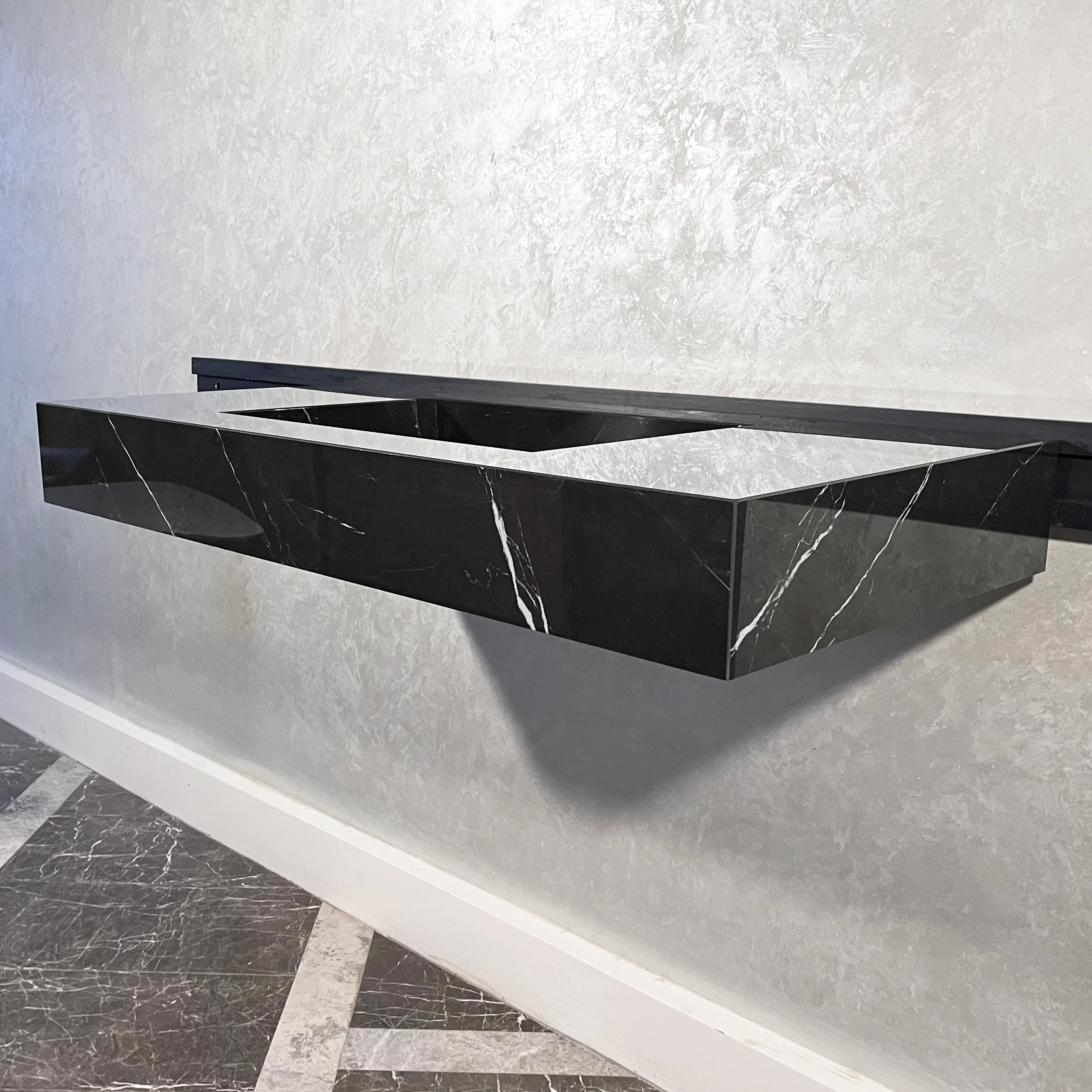HANDCRAFTED NERO MARQUINIA HIGH ENGINEERED STONE SINK (ES-050) - Image 2