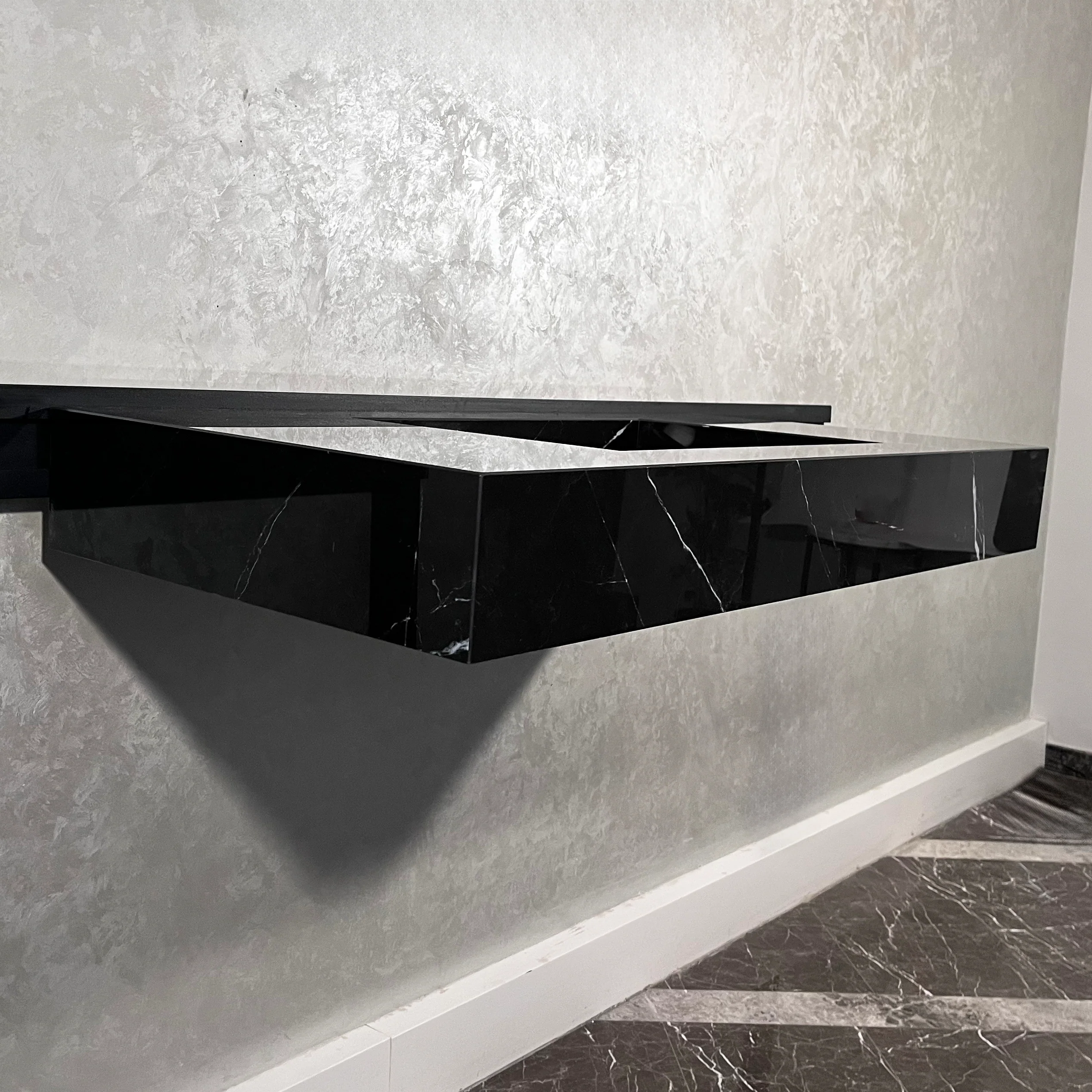 HANDCRAFTED NERO MARQUINIA HIGH ENGINEERED STONE SINK (ES-050) - Image 3