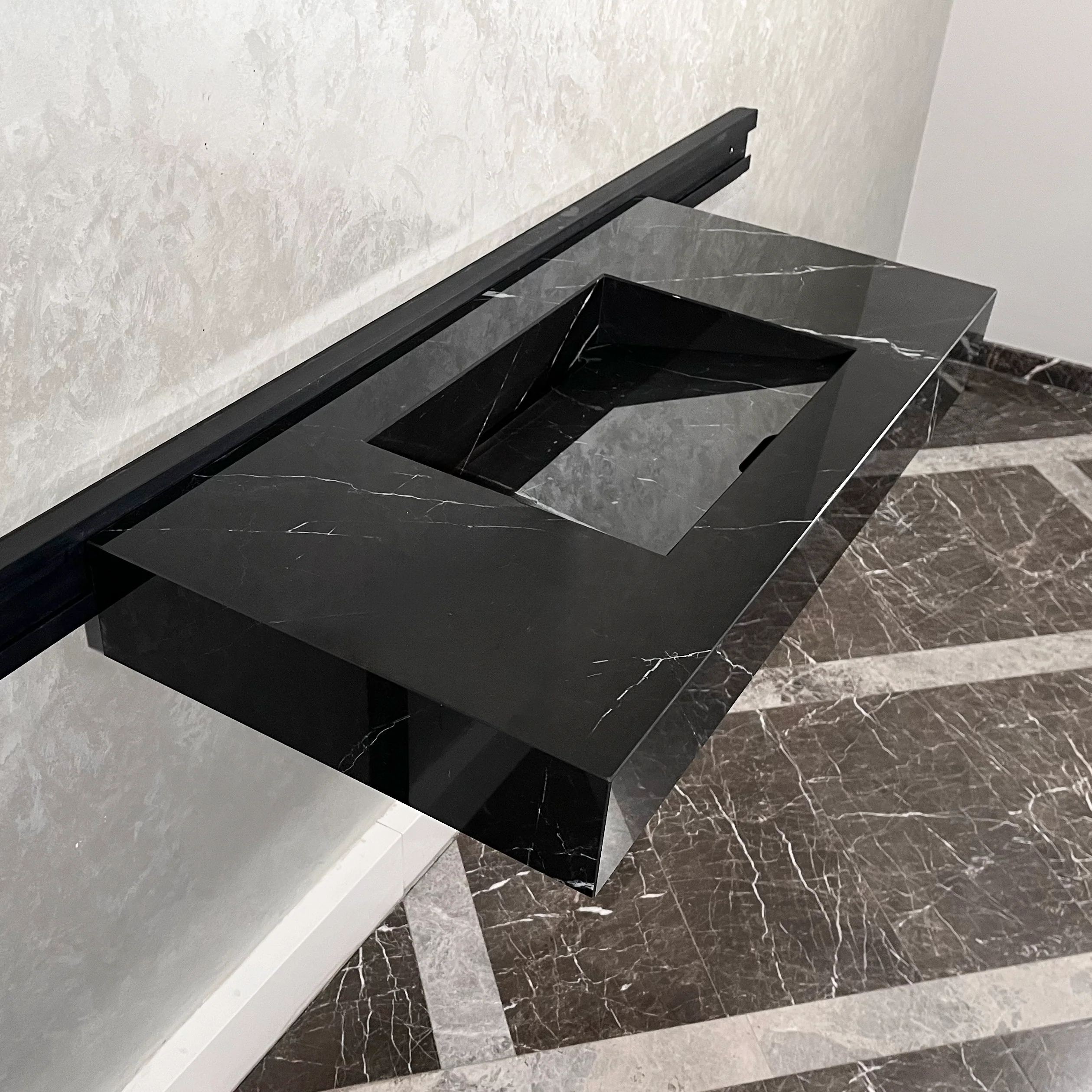 HANDCRAFTED NERO MARQUINIA HIGH ENGINEERED STONE SINK (ES-050) - Image 4
