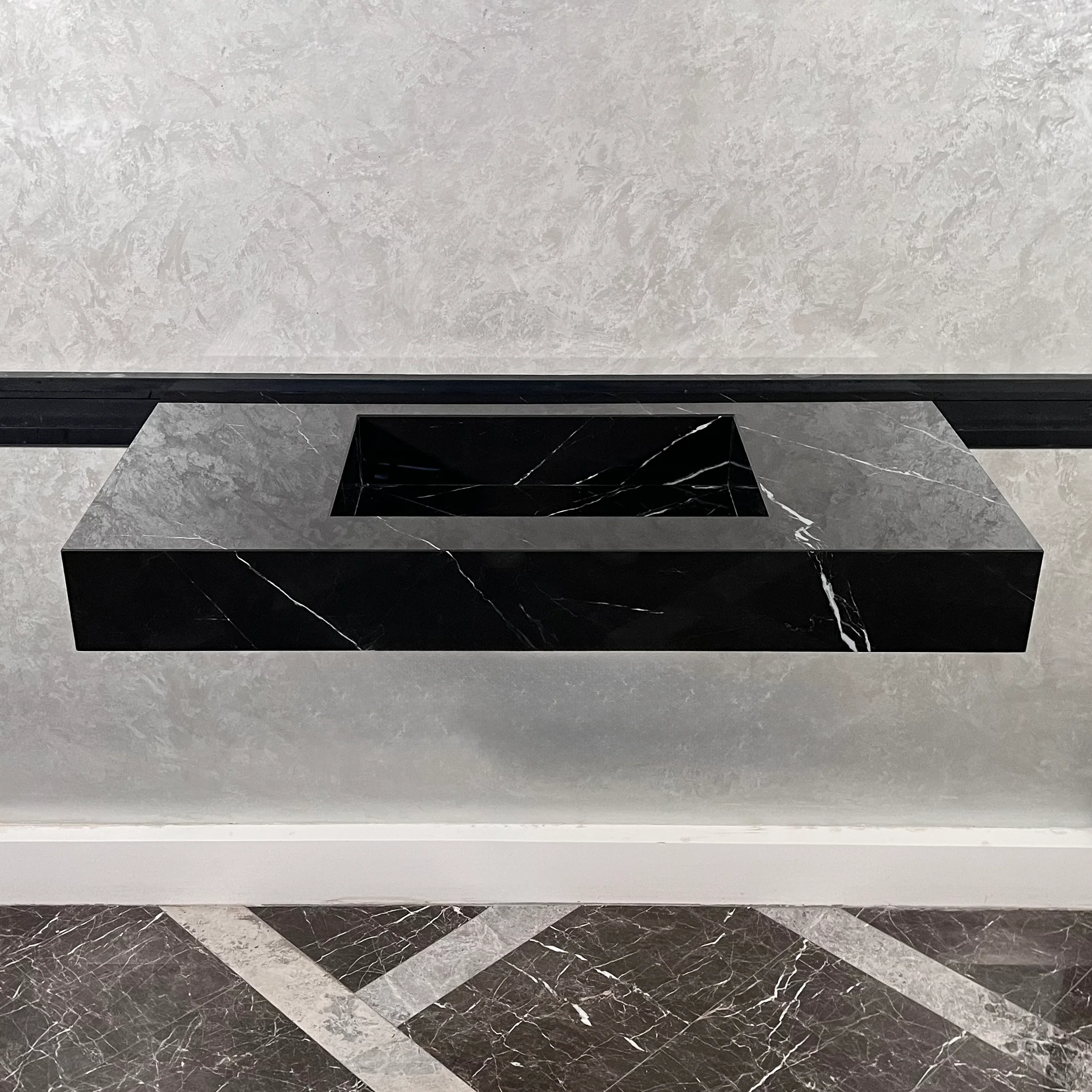 HANDCRAFTED NERO MARQUINIA HIGH ENGINEERED STONE SINK (ES-050) - Image 5