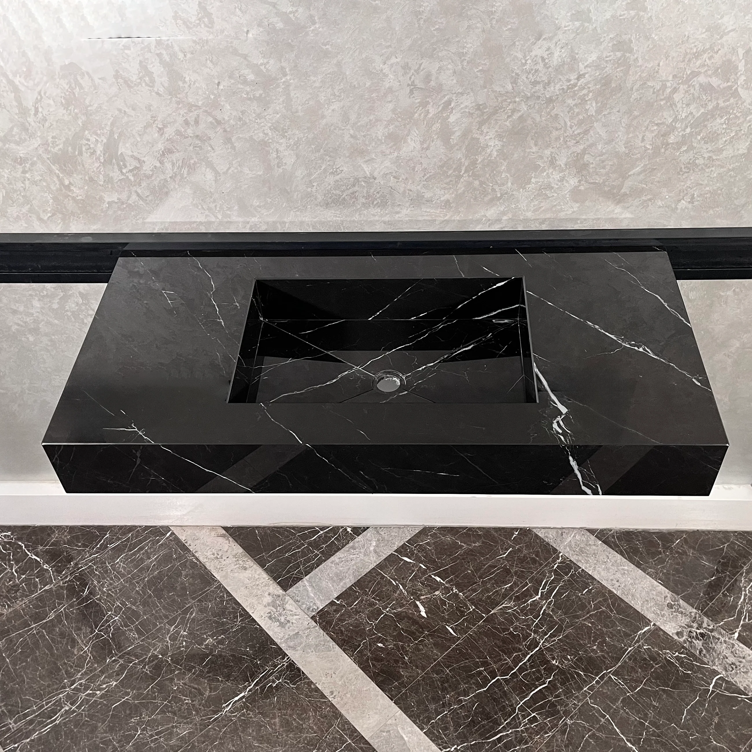 HANDCRAFTED NERO MARQUINIA HIGH ENGINEERED STONE SINK (ES-050) - Image 6
