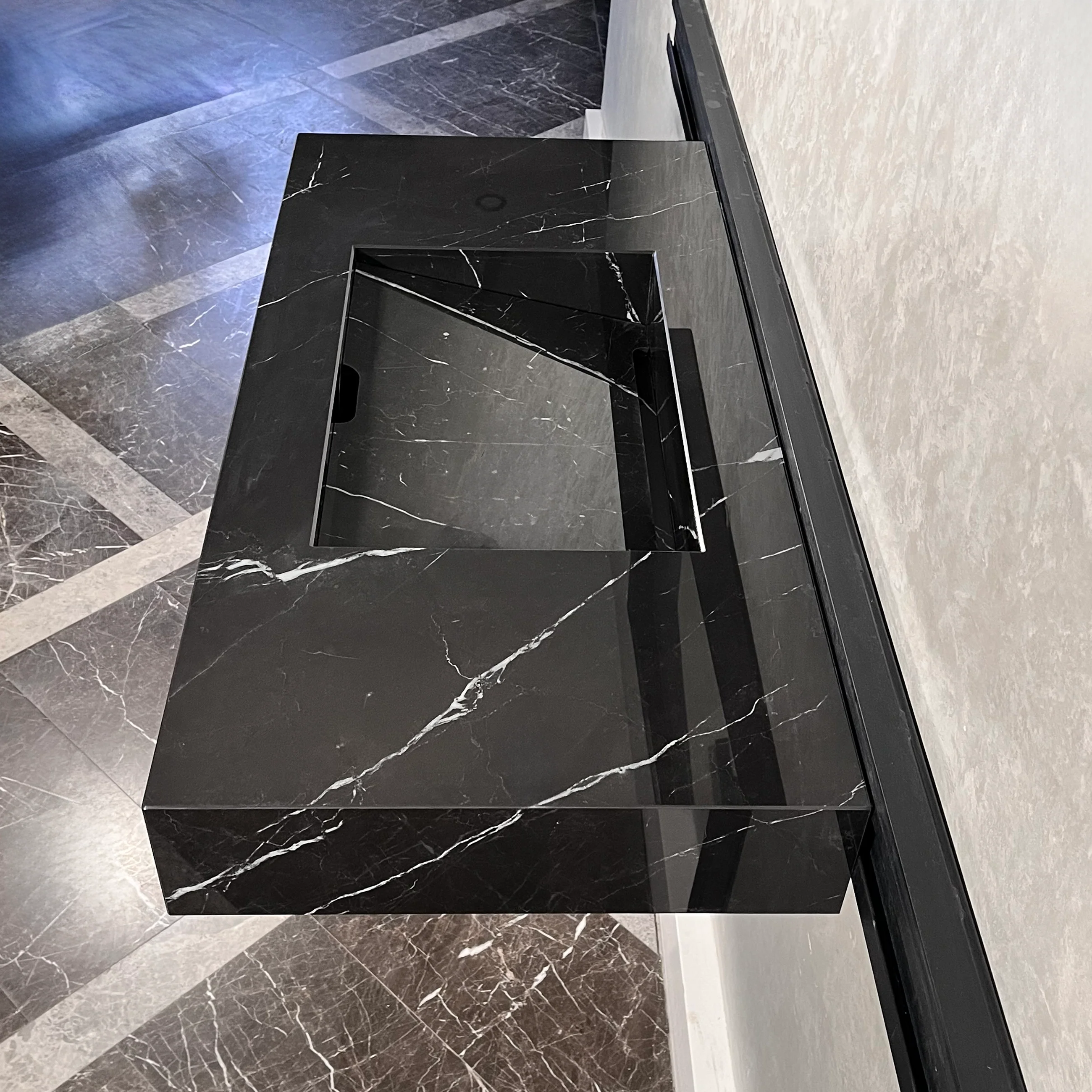 HANDCRAFTED NERO MARQUINIA HIGH ENGINEERED STONE SINK (ES-050) - Image 7