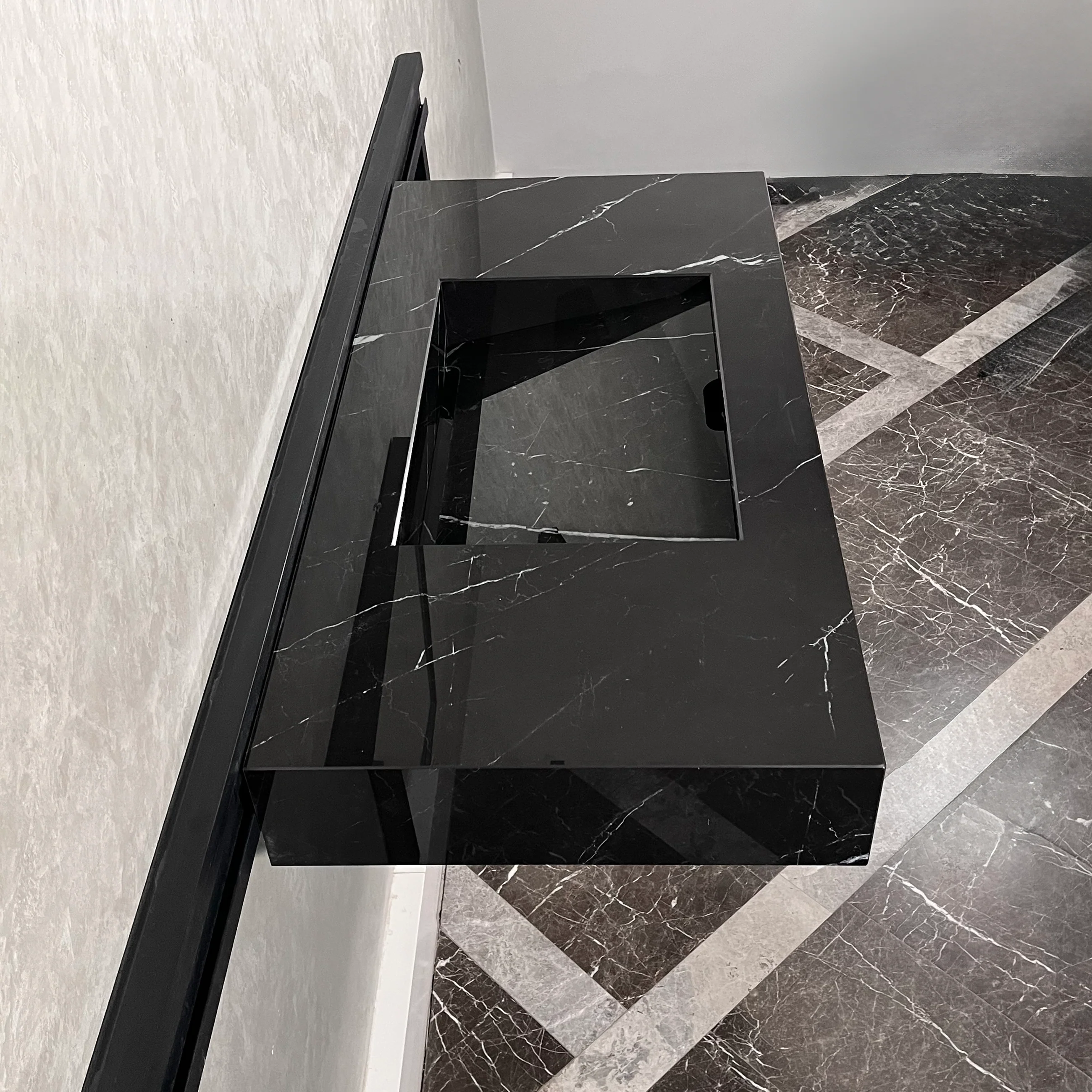 HANDCRAFTED NERO MARQUINIA HIGH ENGINEERED STONE SINK (ES-050) - Image 8