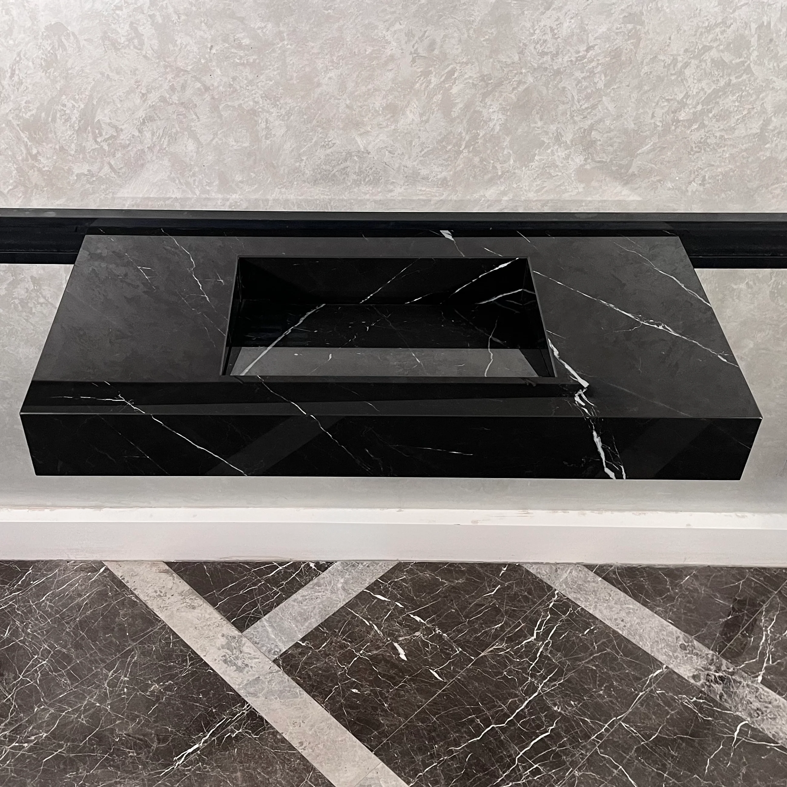 HANDCRAFTED NERO MARQUINIA HIGH ENGINEERED STONE SINK (ES-050) - Image 9