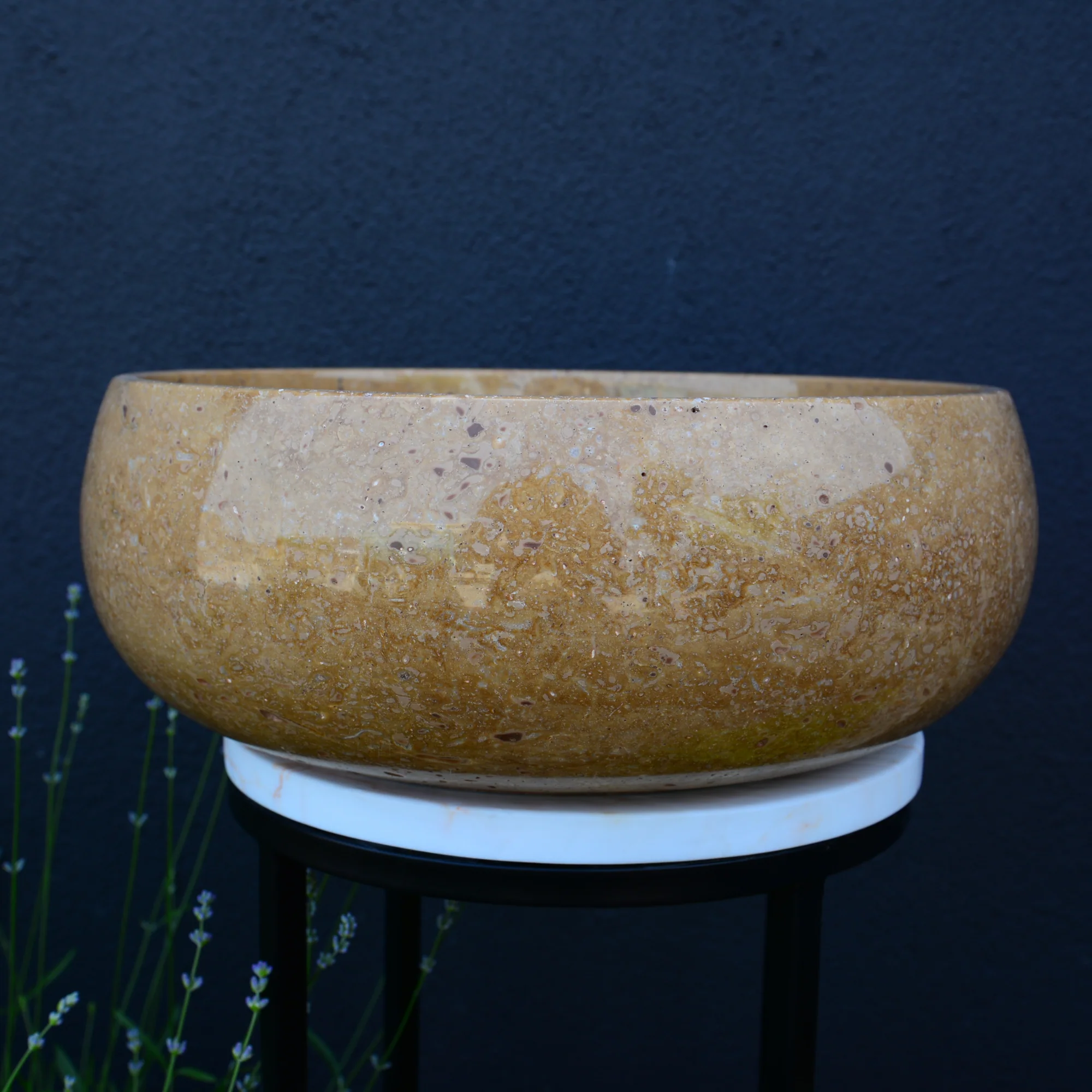 HANDCRAFTED NOCE BROWN TRAVERTINE SINK - Image 2