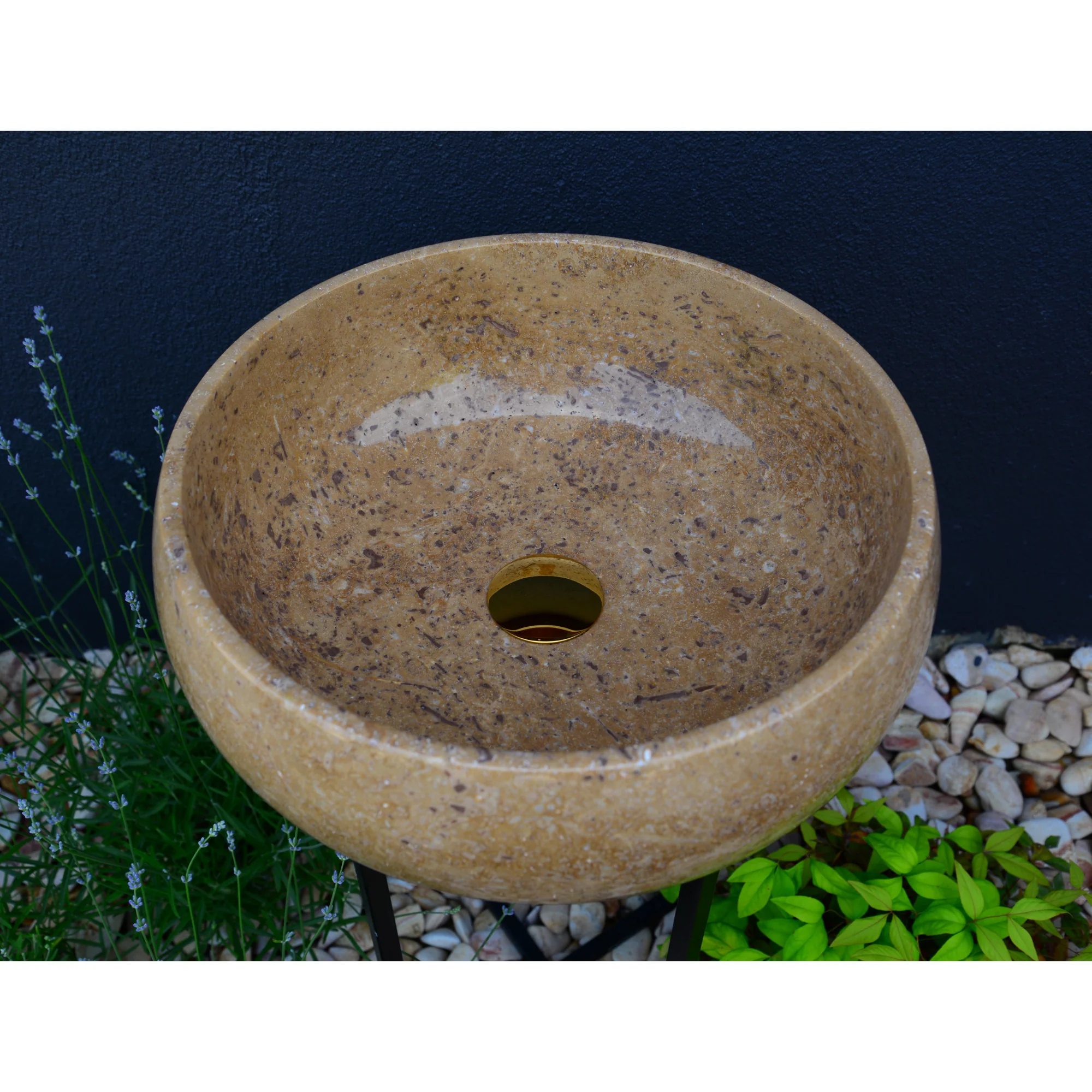 HANDCRAFTED NOCE BROWN TRAVERTINE SINK - Image 7