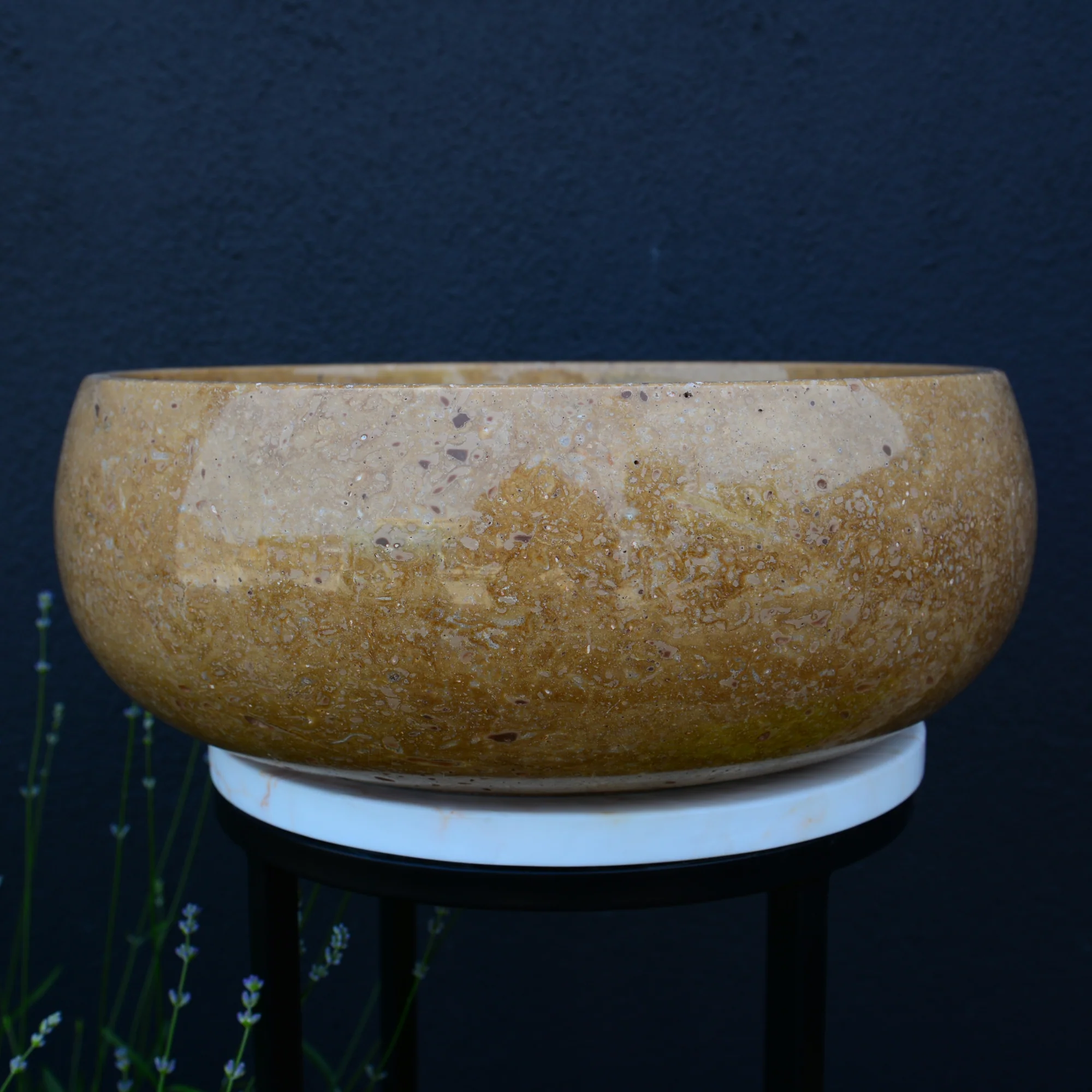 HANDCRAFTED NOCE BROWN TRAVERTINE SINK - Image 9