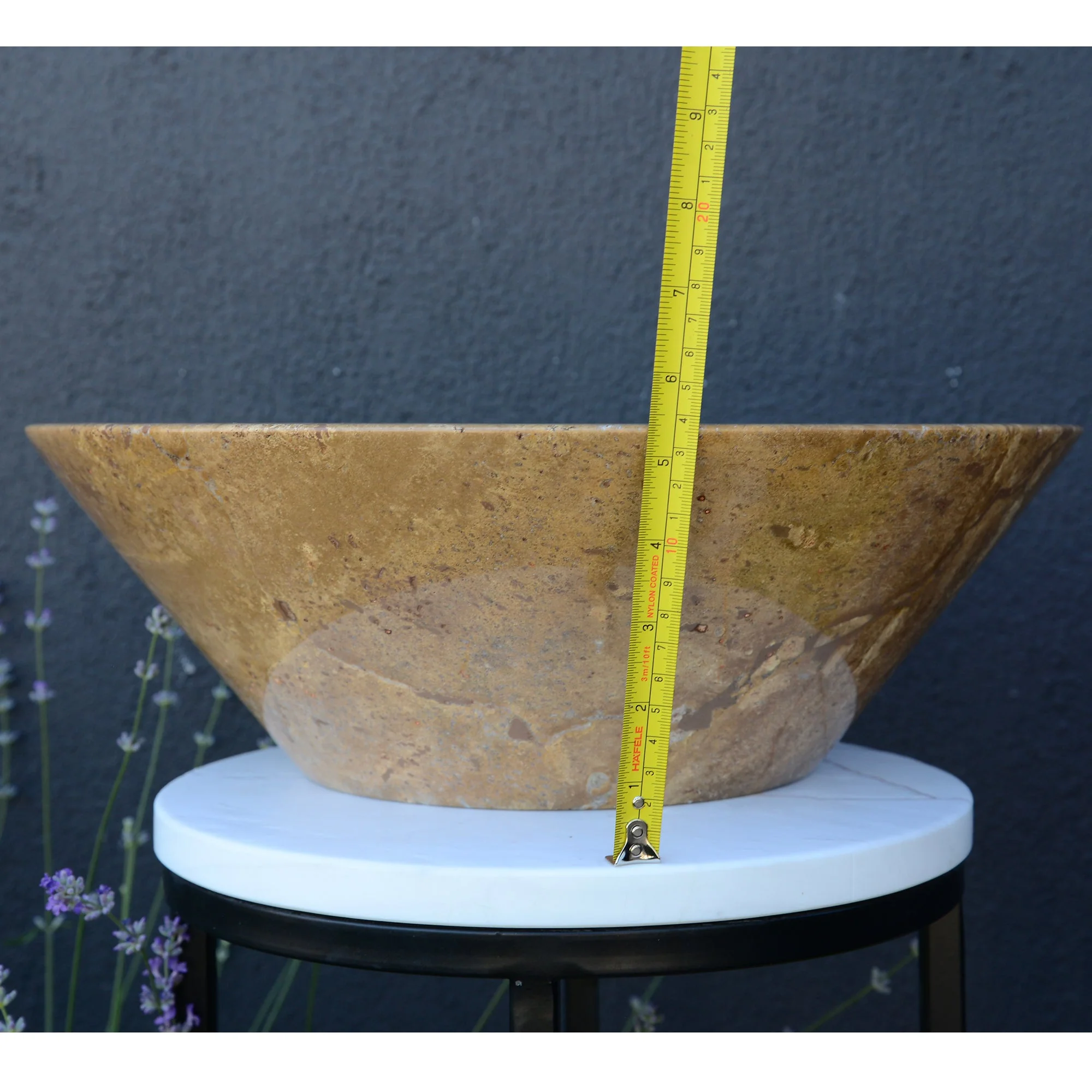 HANDCRAFTED NOCE BROWN TRAVERTINE SINK - Image 10