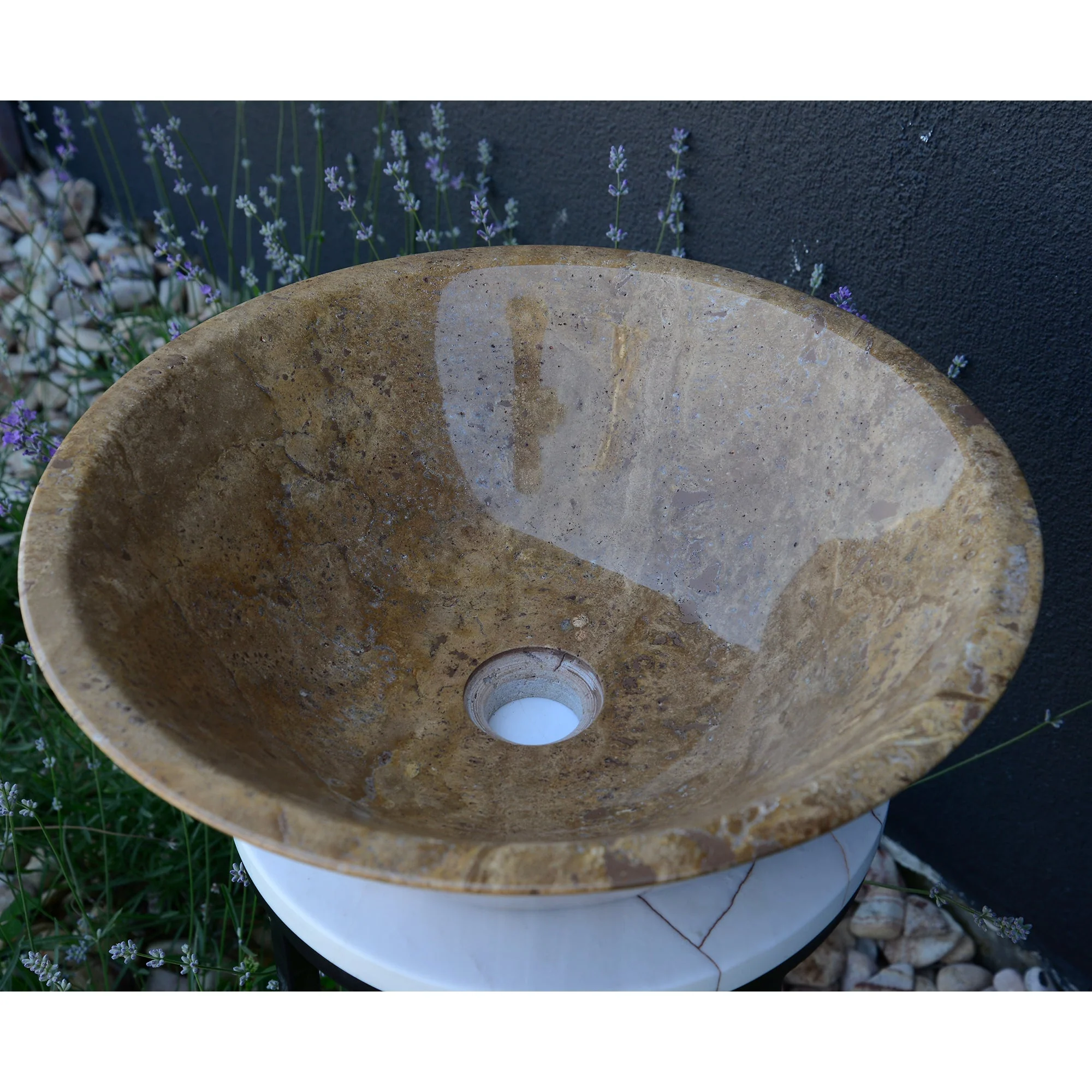 HANDCRAFTED NOCE BROWN TRAVERTINE SINK - Image 2