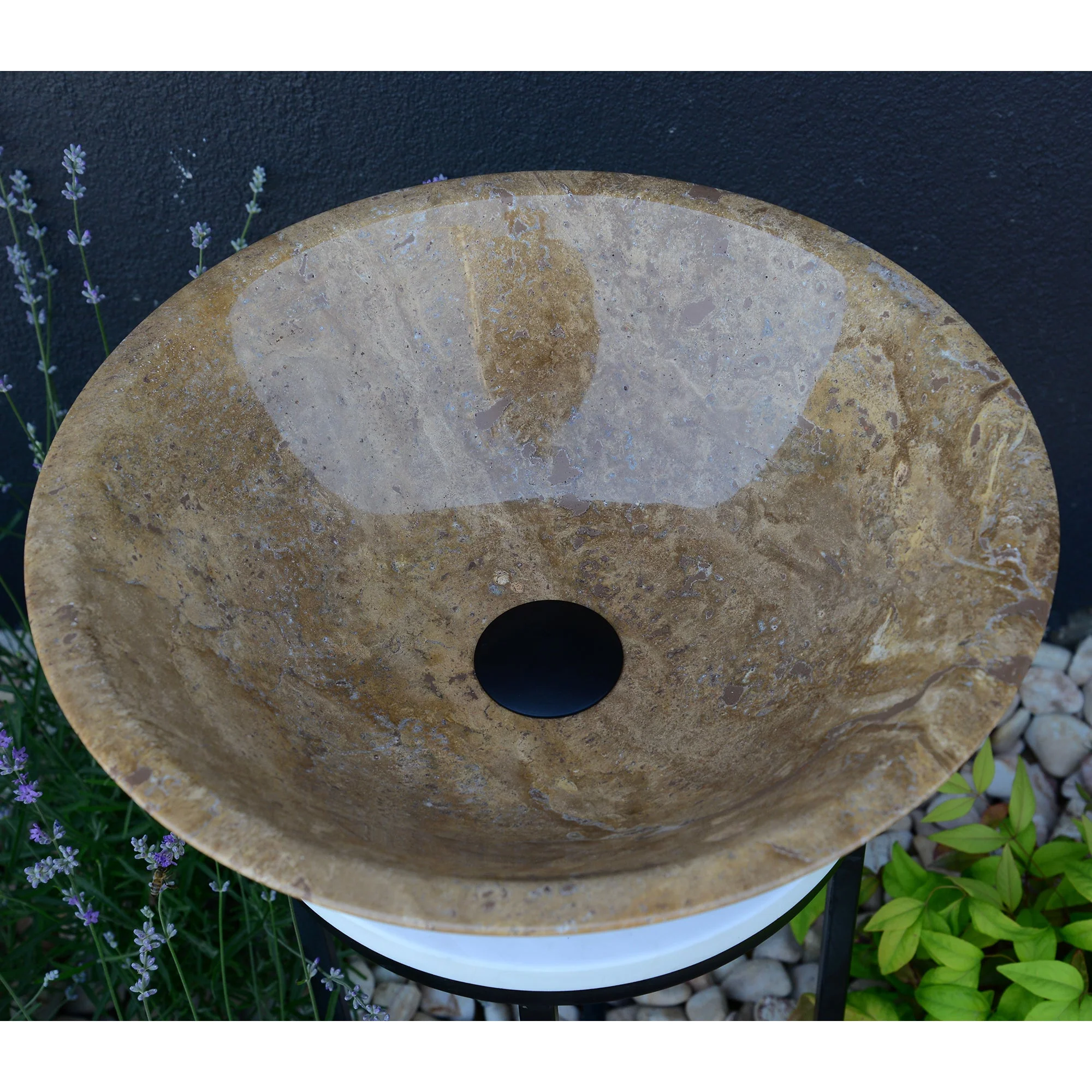 HANDCRAFTED NOCE BROWN TRAVERTINE SINK - Image 5