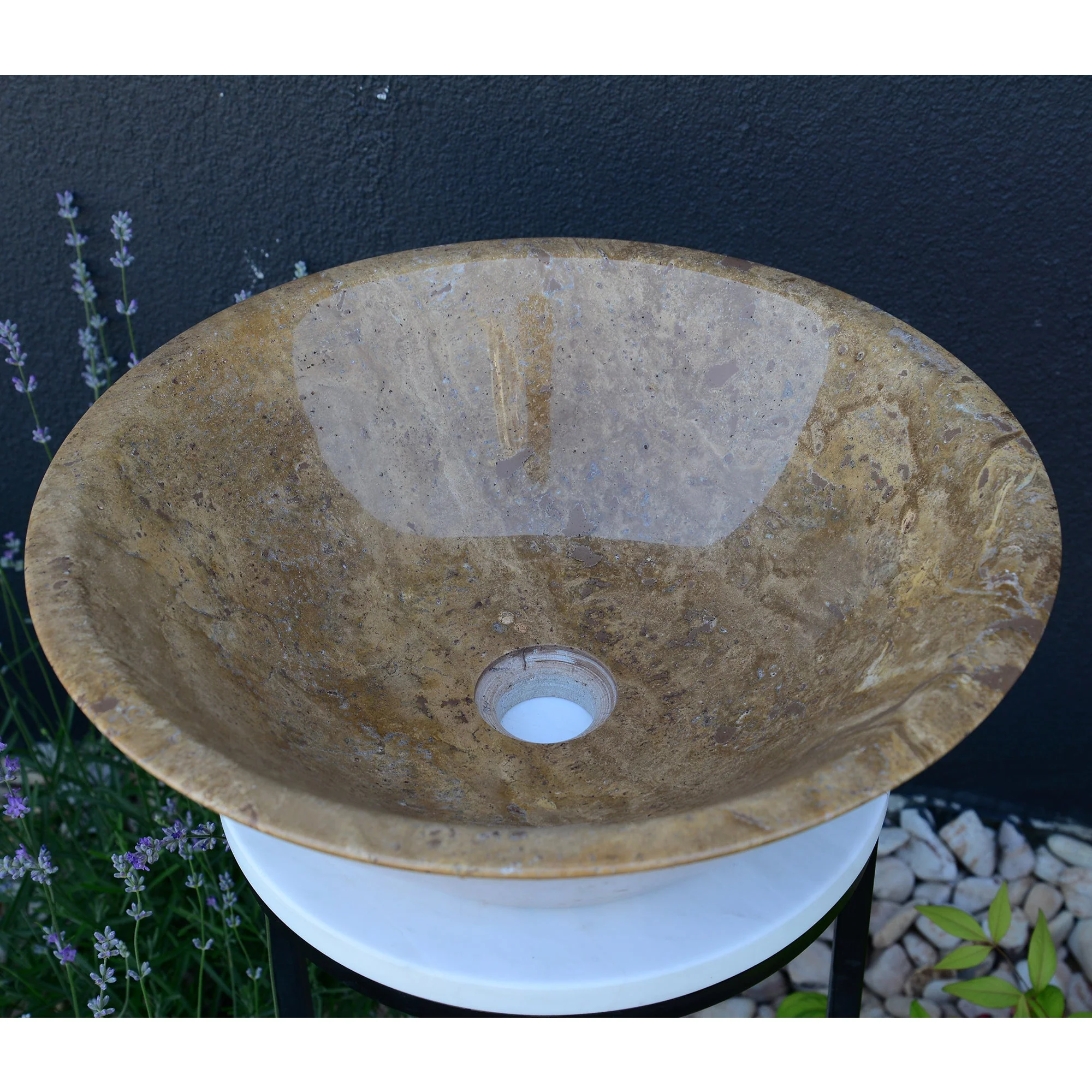 HANDCRAFTED NOCE BROWN TRAVERTINE SINK - Image 6