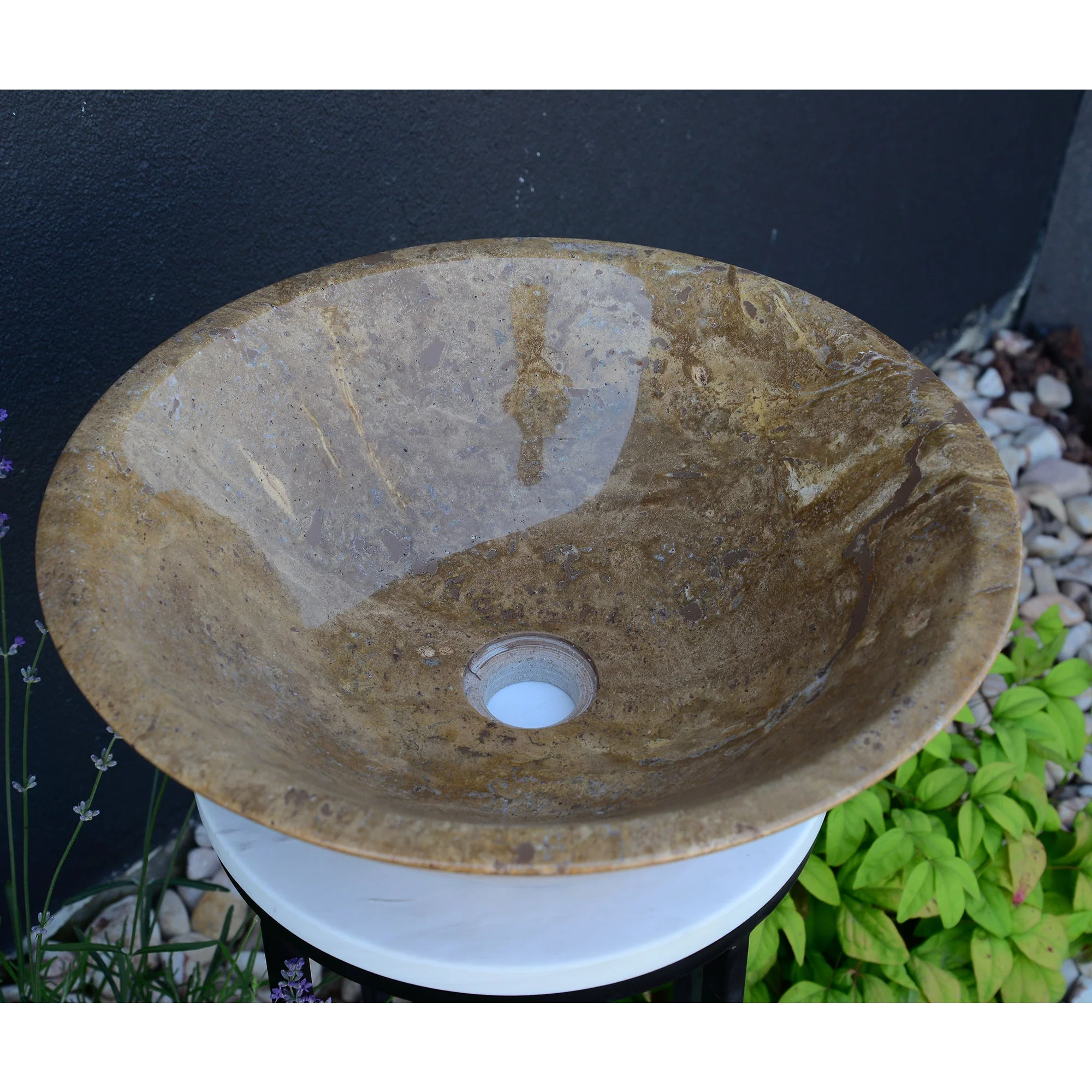 HANDCRAFTED NOCE BROWN TRAVERTINE SINK - Image 9