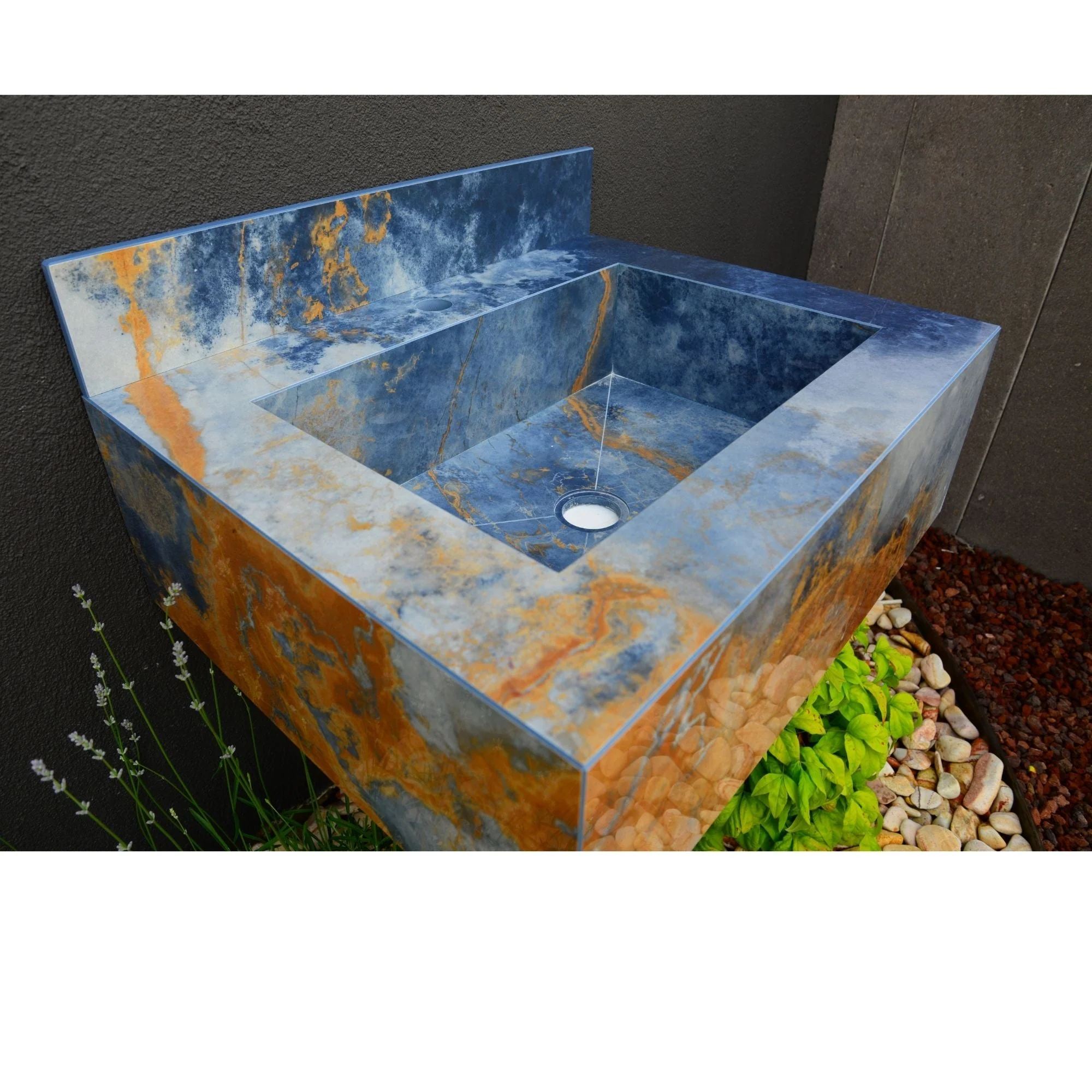 HANDCRAFTED OCEAN BLUE HIGH ENGINEERED STONE SINK (ES-034) - Image 2