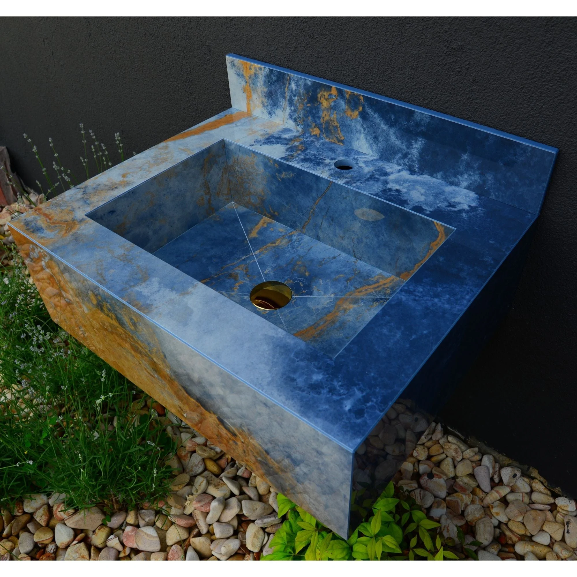 HANDCRAFTED OCEAN BLUE HIGH ENGINEERED STONE SINK (ES-034) - Image 3